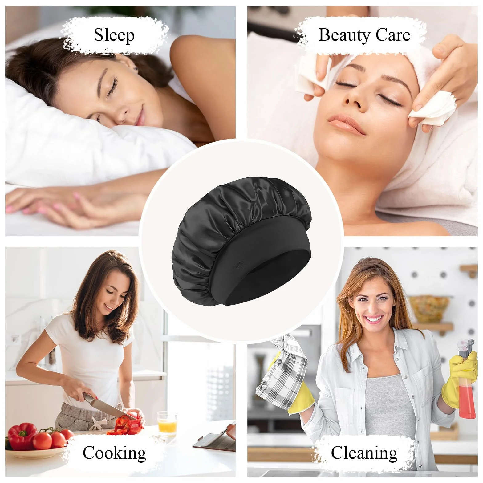 Bonnet Satin Cheveux Nuit Élastiqués Protection Cheveux Sommeil Doux Soie