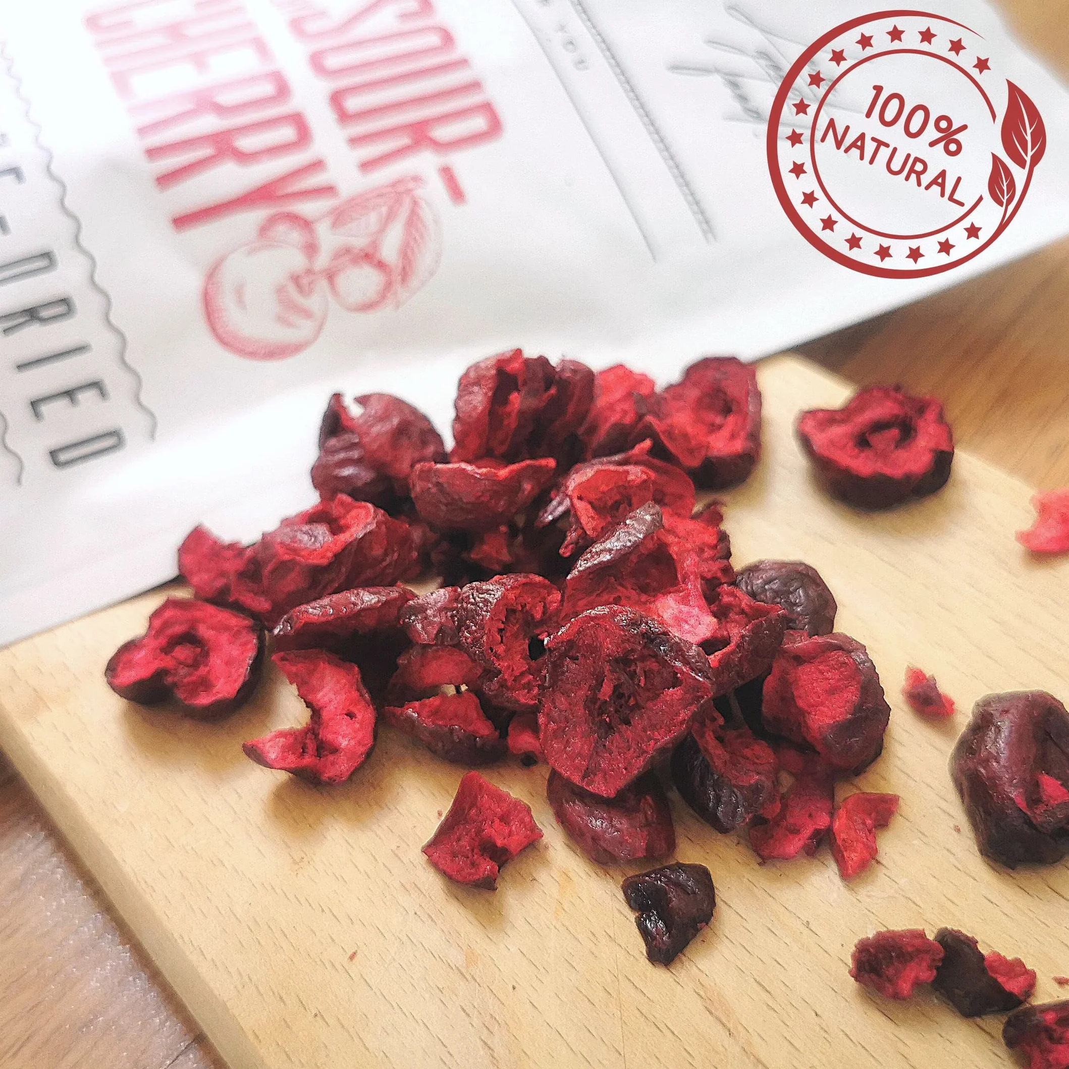 Griotte Lyophilisée en Morceaux | 100% Naturel Fruits Seche Cerise Aigre Lyophilisée | Freeze Dried Fruit Sour Cherry | Gefriergetrocknete Sauerkirschstück | Cerises Lyophilisées Griottes ZingyZoo