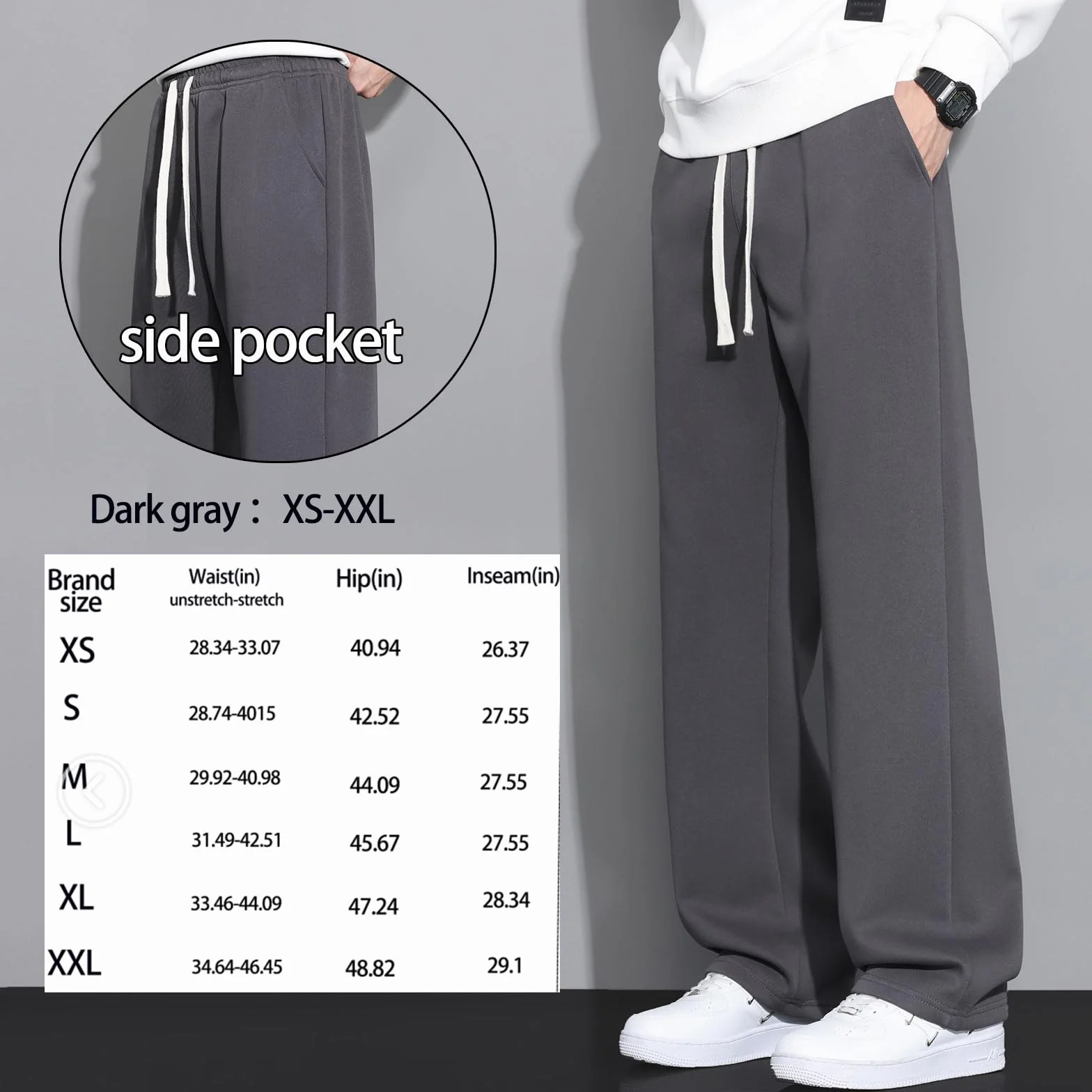 SHAGGA Pantalon de jogging homme ourlet droit taille élastique poches course gym entraînement