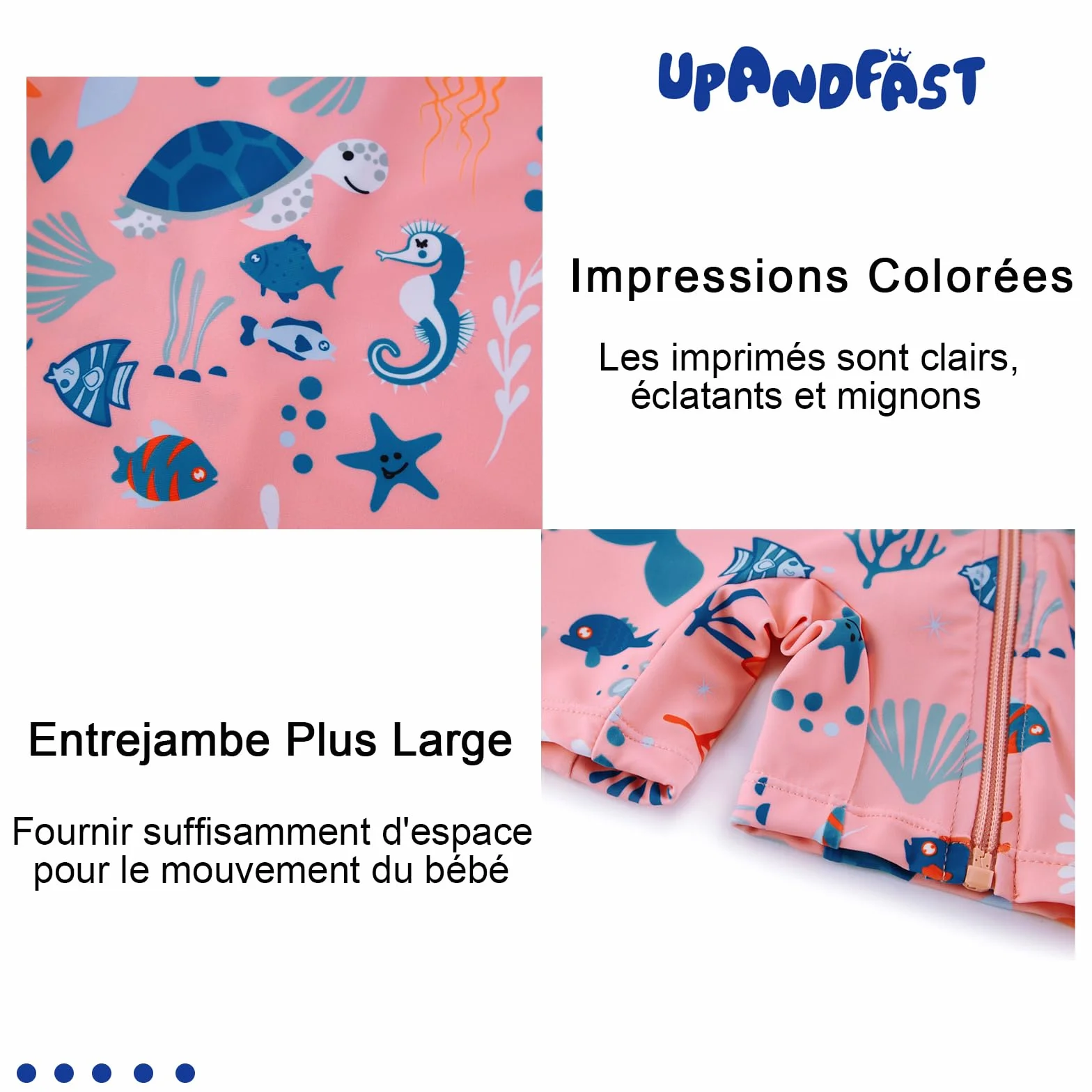 upandfast Maillot de Bain Bébé Une Pièce UPF 50+ Protection Solaire Zip