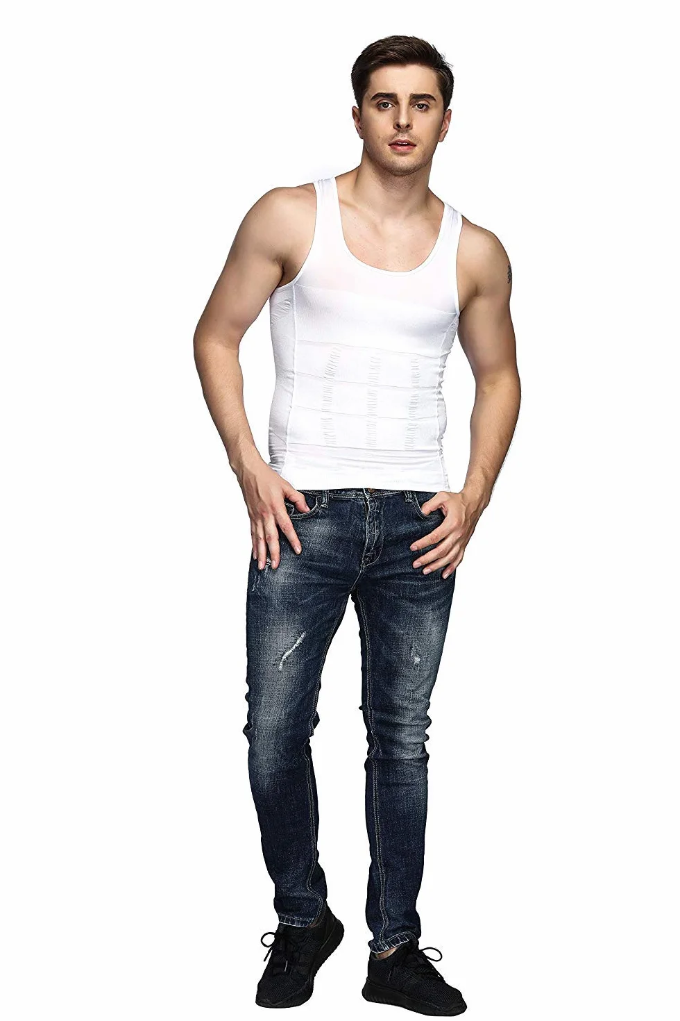 Odoland Débardeur de Compression Homme Maillot de Corps 3 pièces Amincissante Ventre Plat Invisible Shirt
