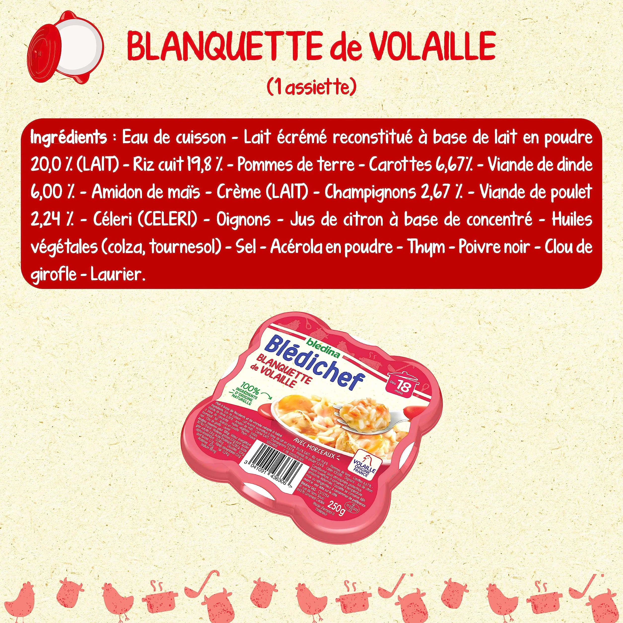 Blédina - Blédichef - 8 petits plats pour bébé - Repas midi et soir - Dès 18 Mois - 5 recettes - Pack de 8