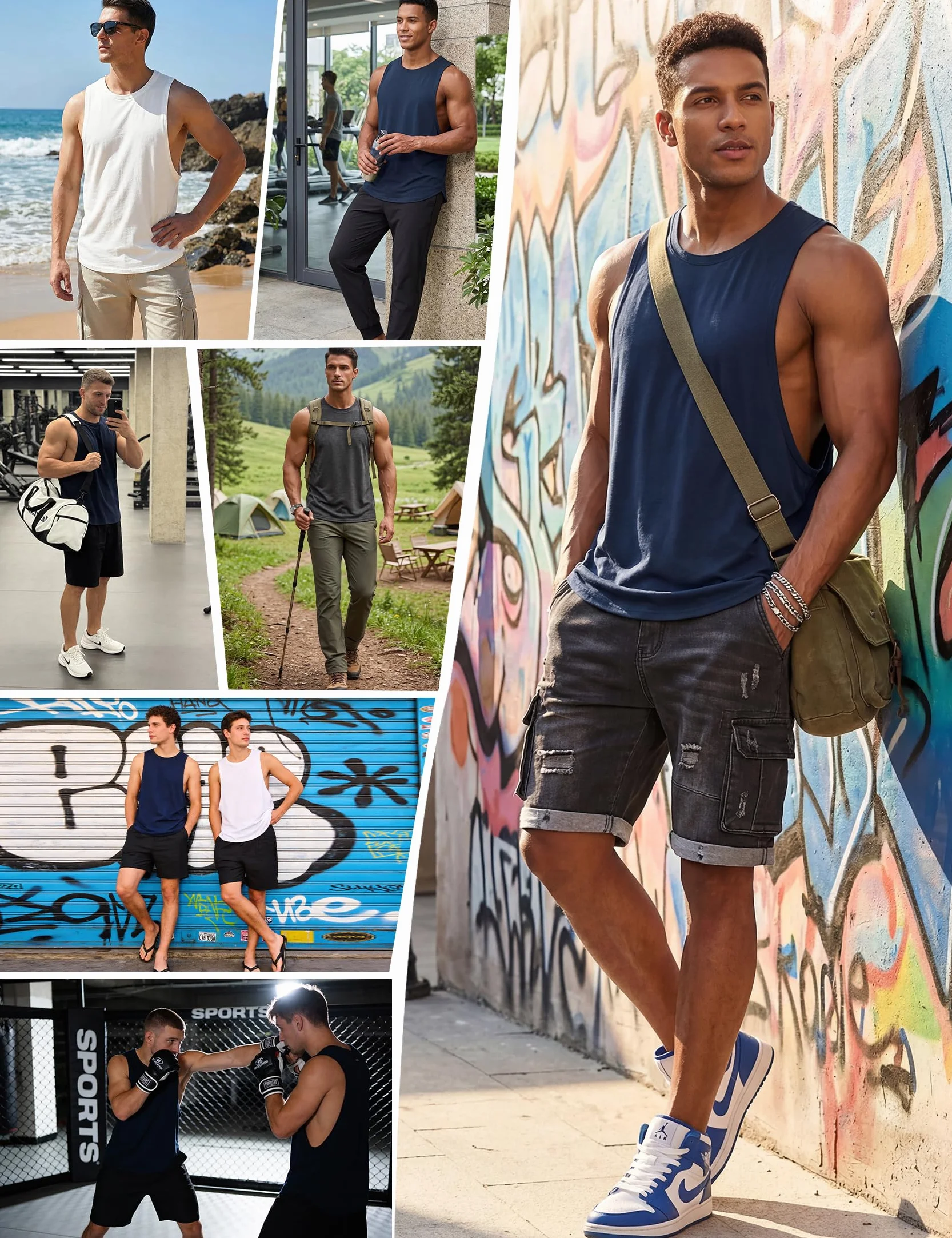 Débardeurs Homme Muscle Tank Top Basique sans Manches T-Shirt pour Gym Fitness S-3XL
