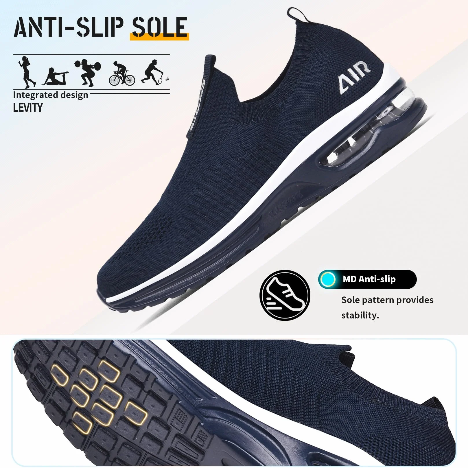 Femme Basket Mode Respirantes Slip on Sneakers Sports en Salle