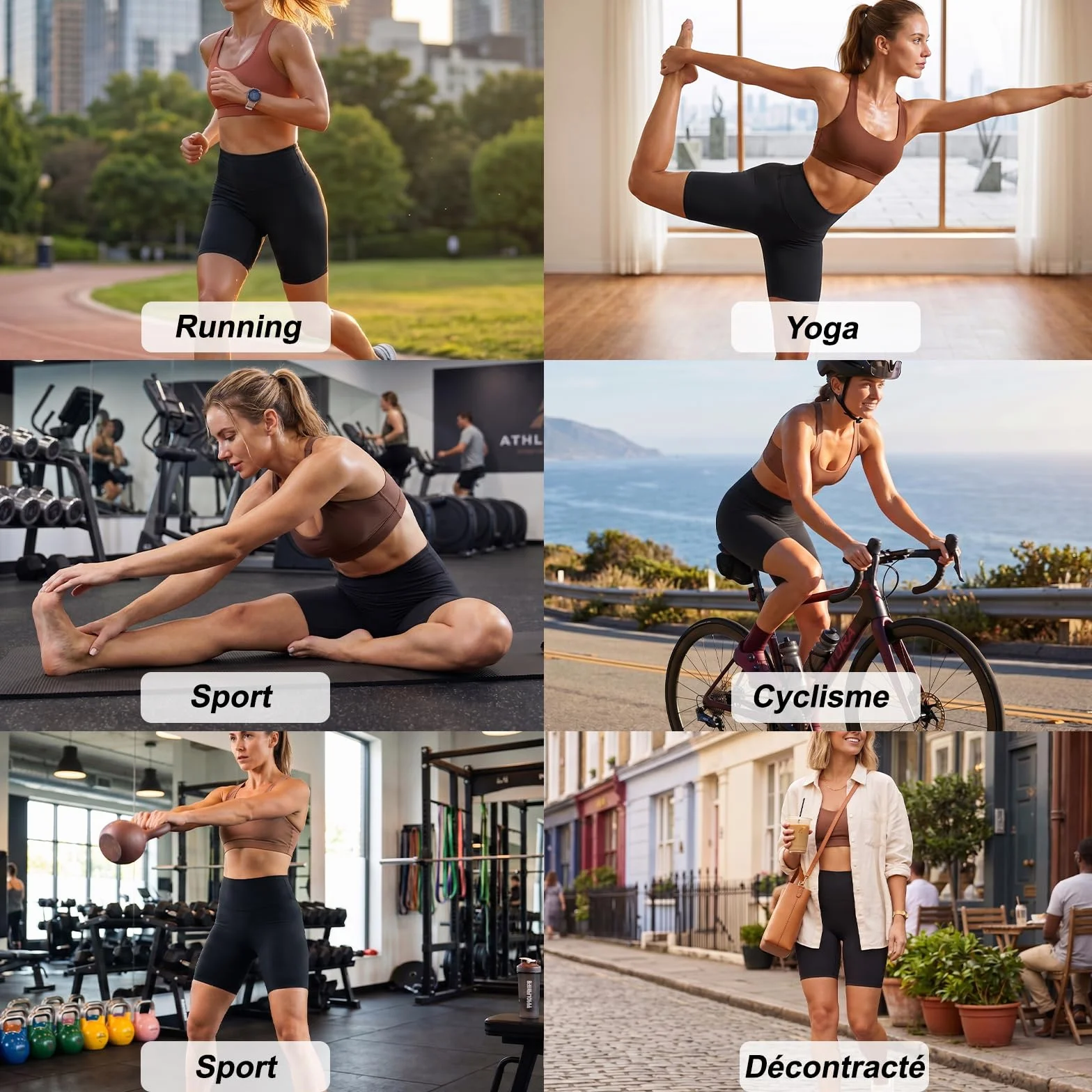 HYCOPROT Shorty Femme Taille Haute Gain de Ventre Shorts de Compression sans Couture Push Up Biker Seamless Legging Court pour Yoga Gym Course