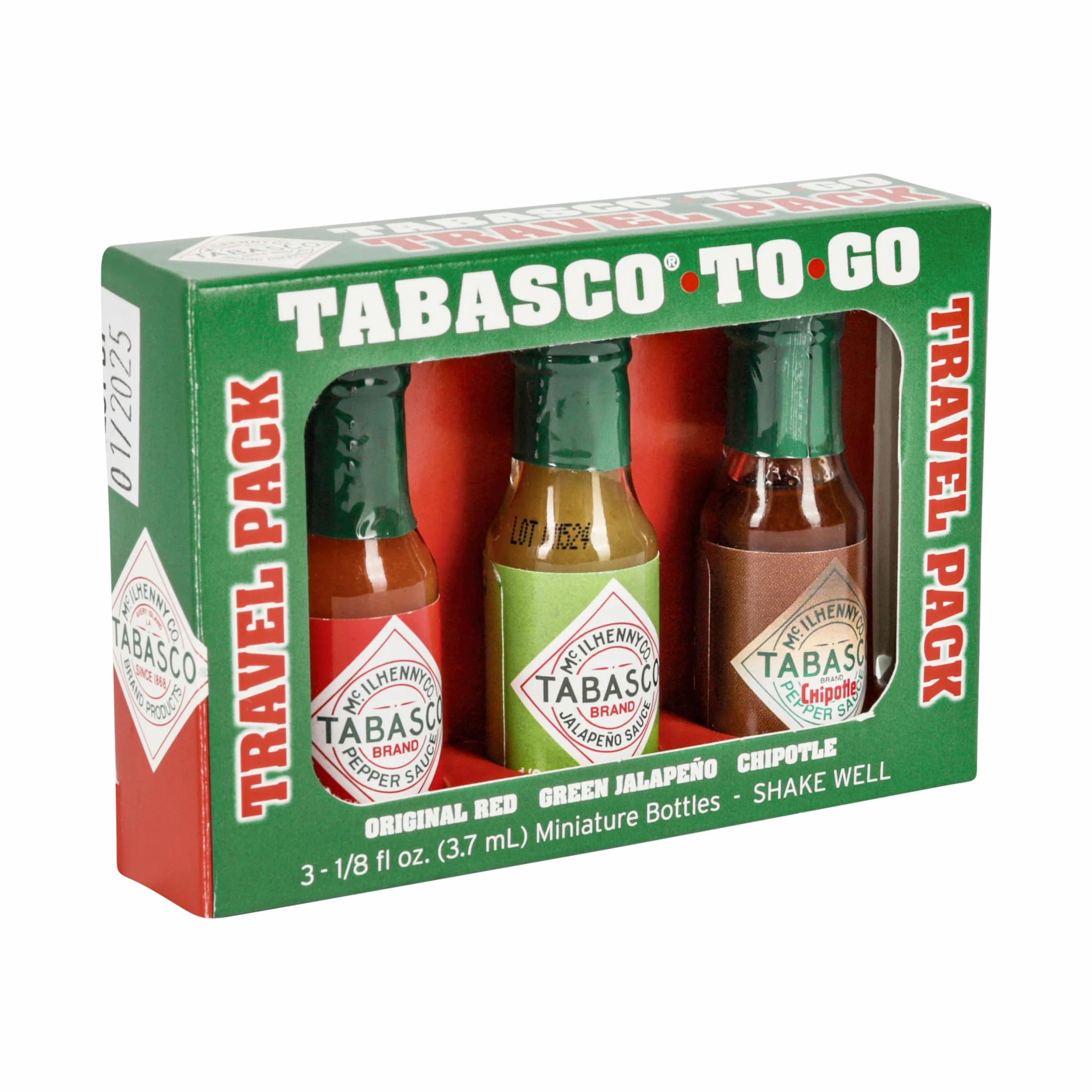 Tabasco To Go - 3 Bouteilles de 3.7 ml - Contenants : sauce rouge originale, sauce jalapeño verte et sauce chipotle
