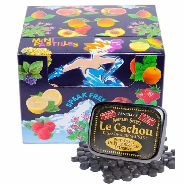 Cachou Pastilles Sans Sucre Bonbons au Réglisse 24 Sachets 12 g 288 g