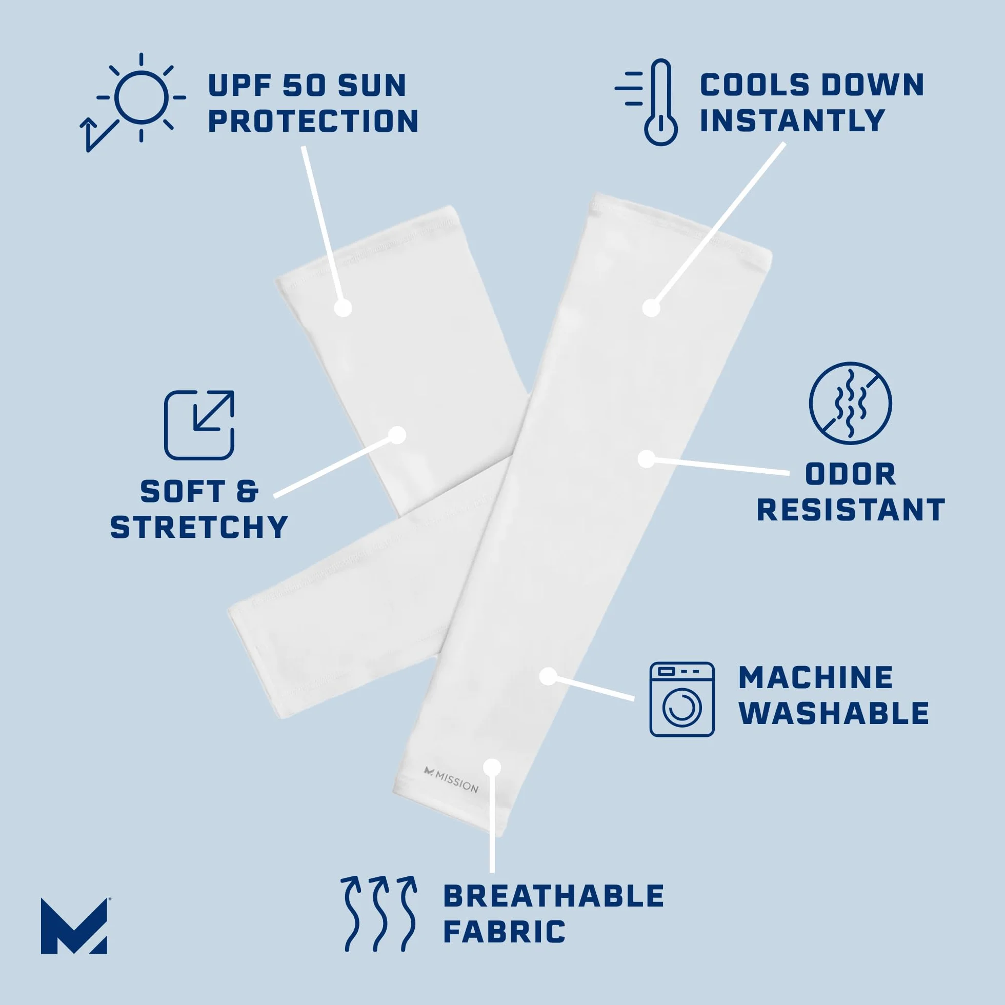 Mission Manchons de soleil rafraîchissants UPF 50 Tissu léger extensible