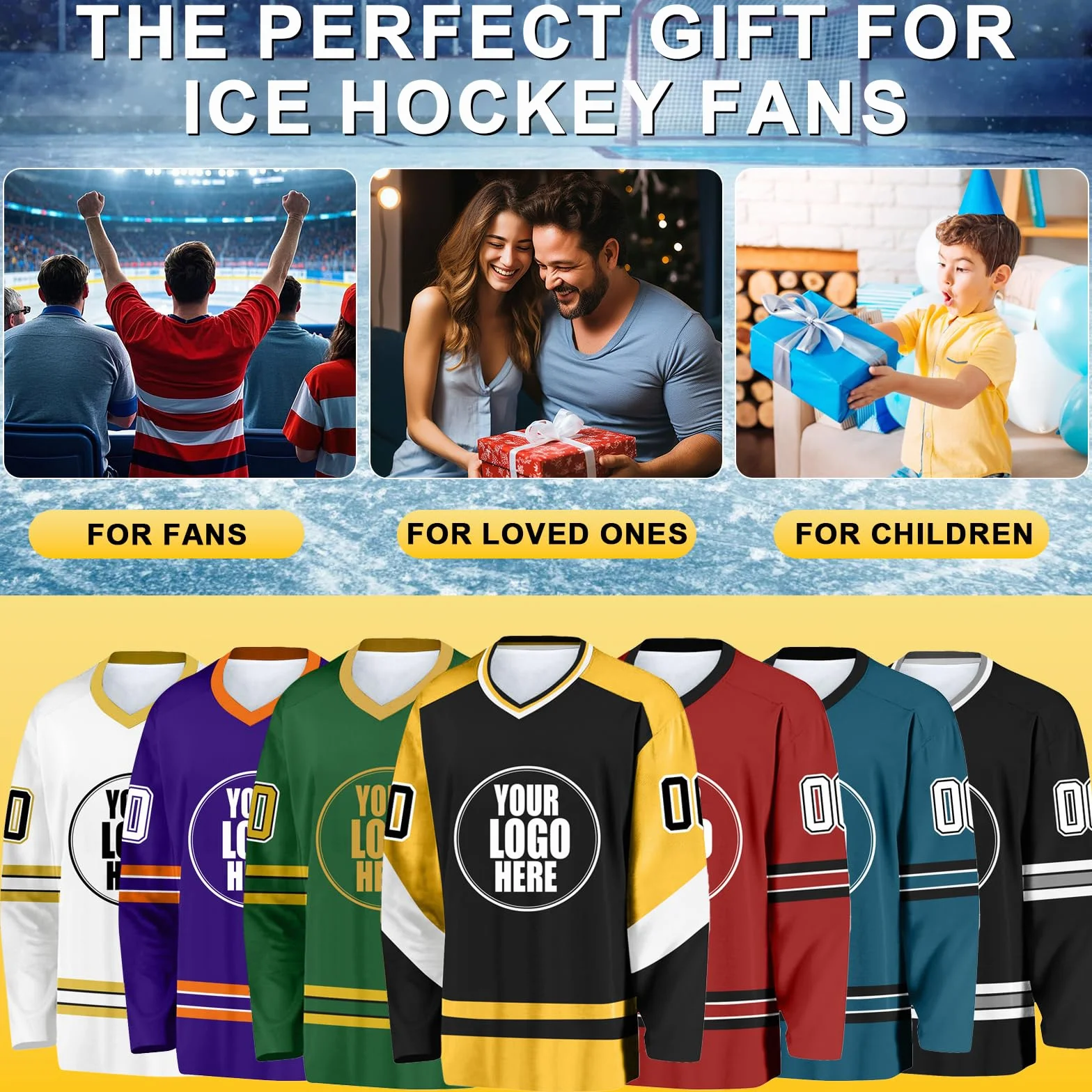 Maillots de Hockey Personnalisés avec Logo, Nom d'Équipe et Nom Personnel
