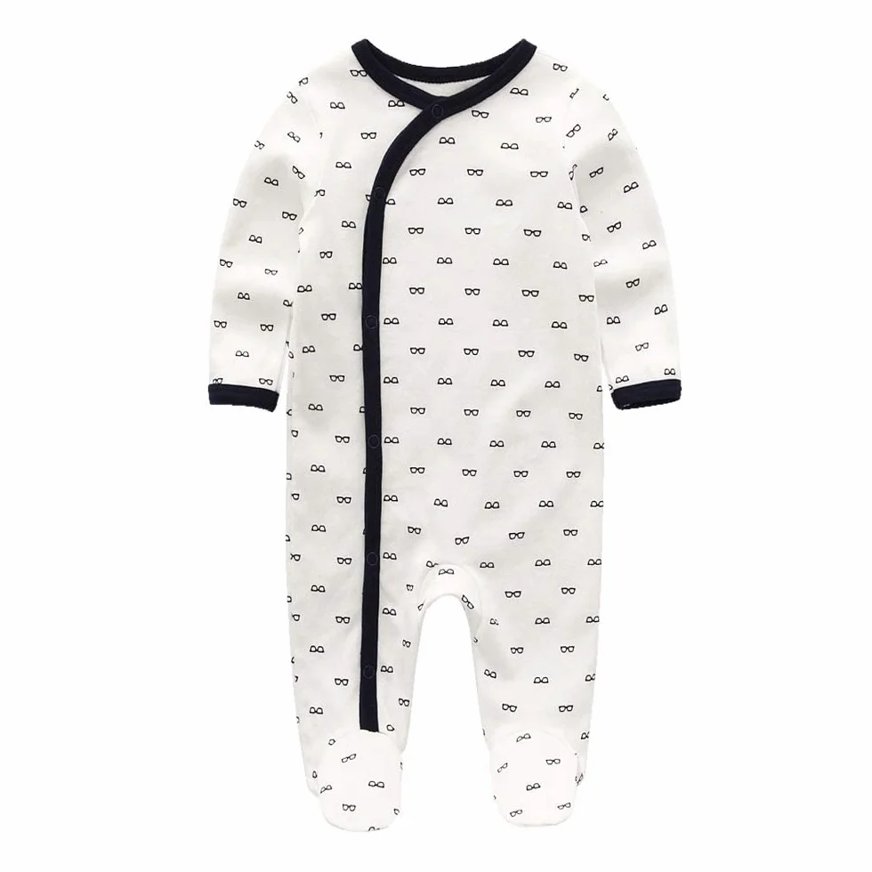 Grenouillères nouveau-né coton manches longues bouton pression pyjama avec pieds lot de 3