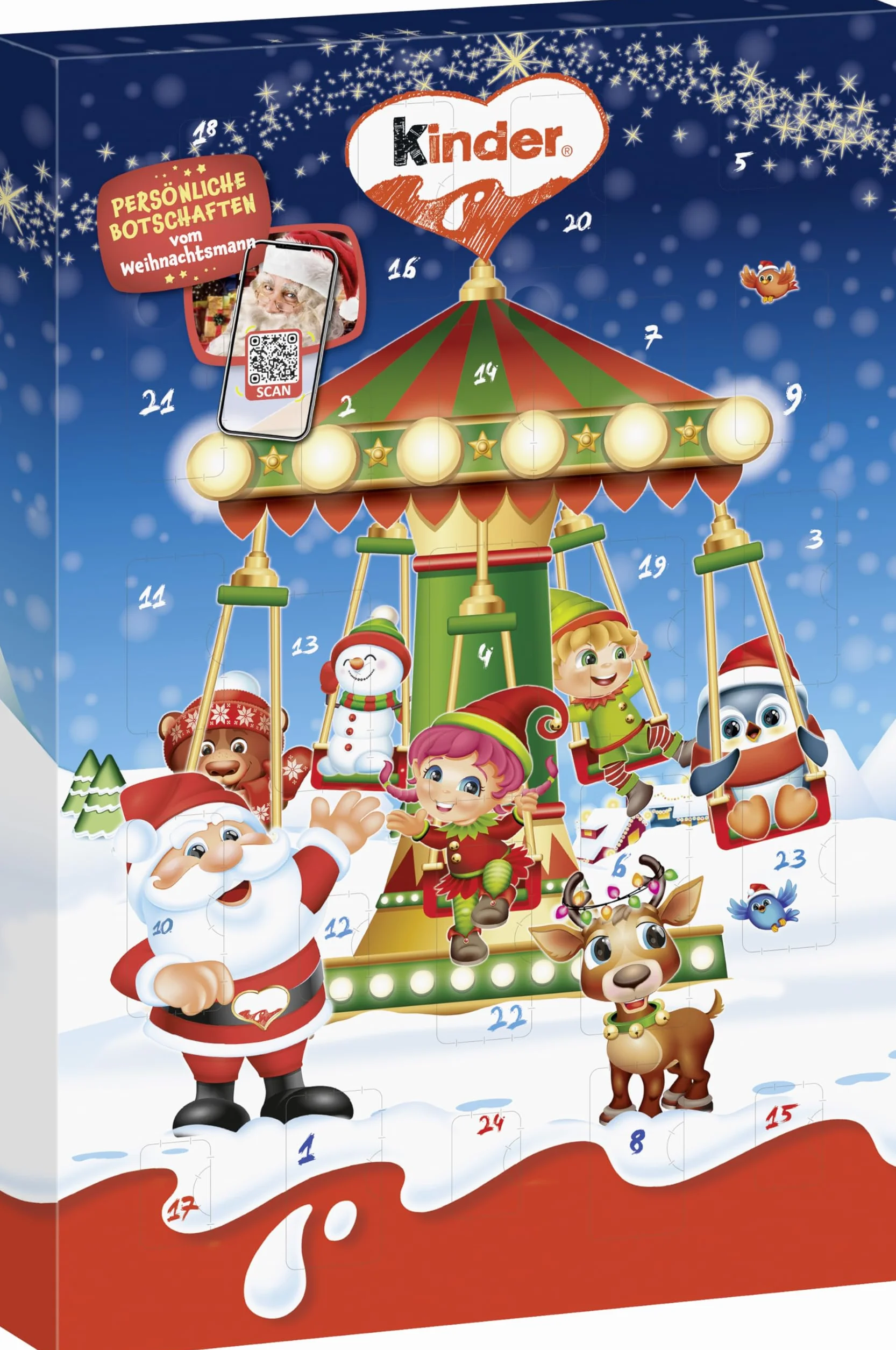 kinder Mix Calendrier de l’Avent 2025 – Chocolat, mini œufs et 2 figurines creuses – Découvre chaque jour une gourmandise – Cadeau de Noël et de l’Avent – Calendrier de Noël – 151g