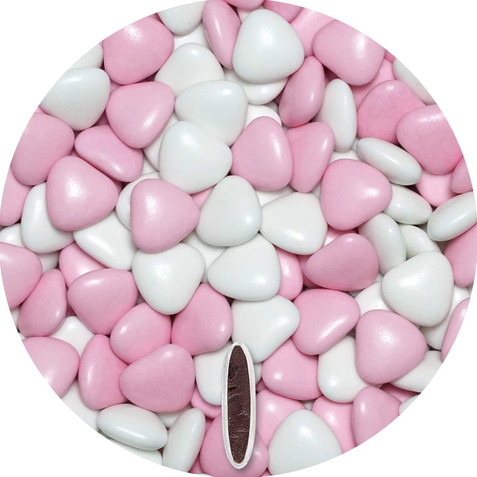 EinsSein 1kg Dragees mariage au chocolat cœur Mix médium blanc-rose brillant - 1,8 cm dragées baptême communion amandes feter et recevoir fêter