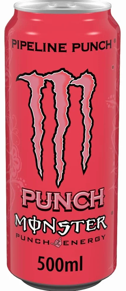 Monster Energy Pipeline Punch – Boisson énergisante caféinée au goût rafraîchissant de fruit de la passion, orange et goyave – dans des boîtes jetables pratiques (12 x 500 ml)