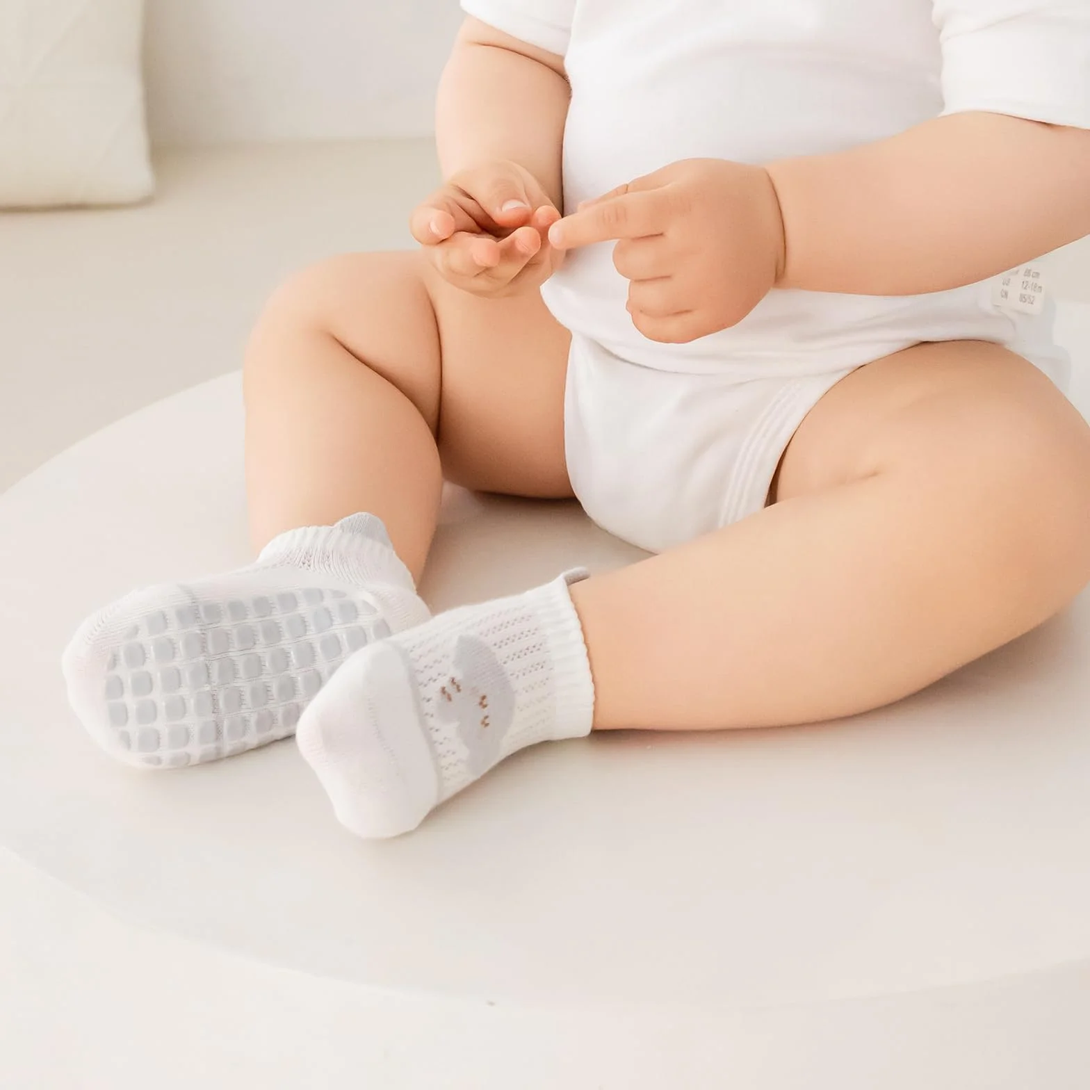 Chaussettes Antidérapantes en Coton Respirant 5 Paires Bébé Enfants Garçons Filles Multicolore