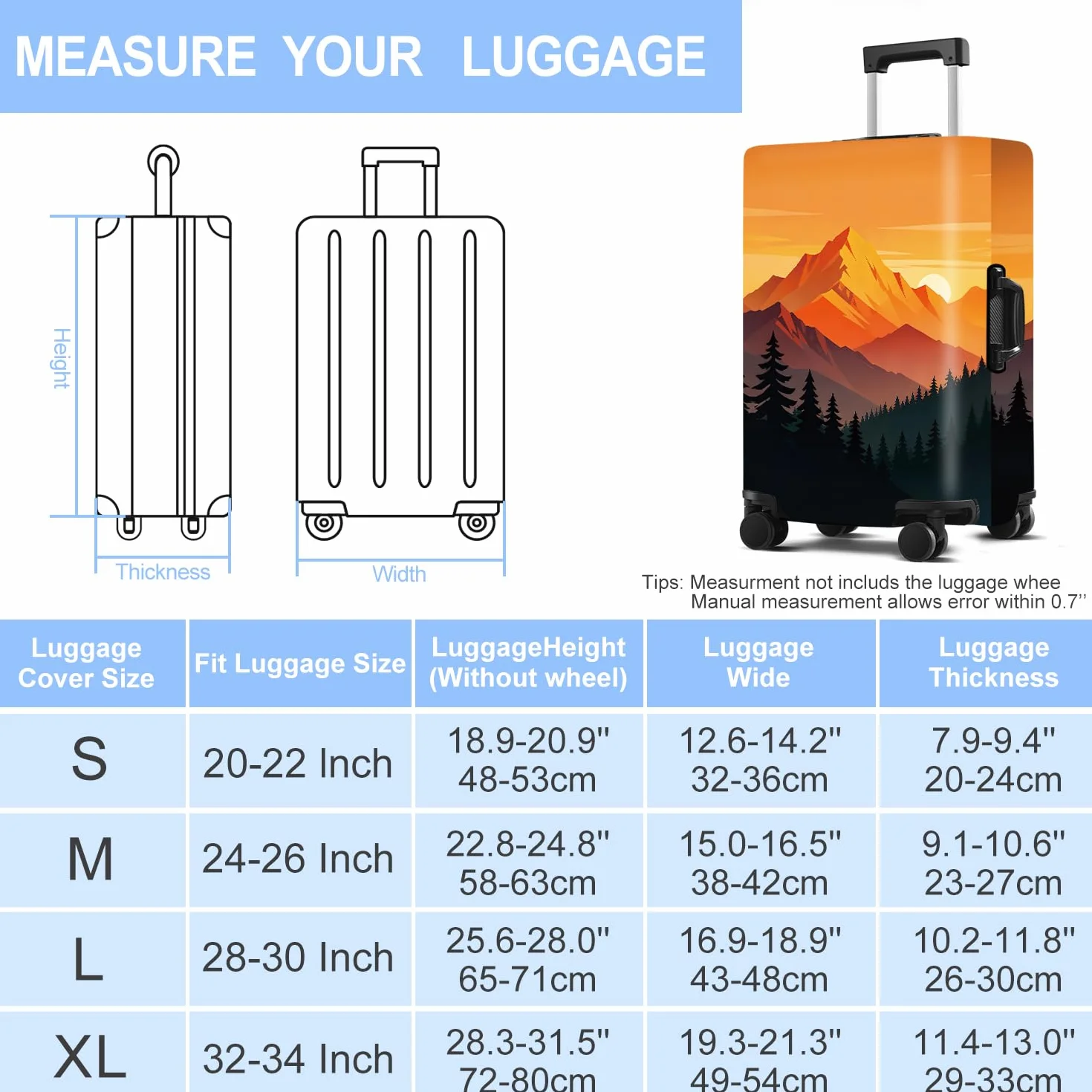 CRYSLOVE Housse de Valise Élastique 20-34 Pouces Protection Bagage Lavable Réutilisable Universelle Voyage