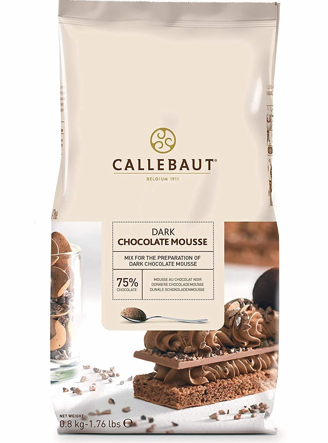 Callebaut Dark Chocolate Mousse Powder 800 g (Pack of 2)