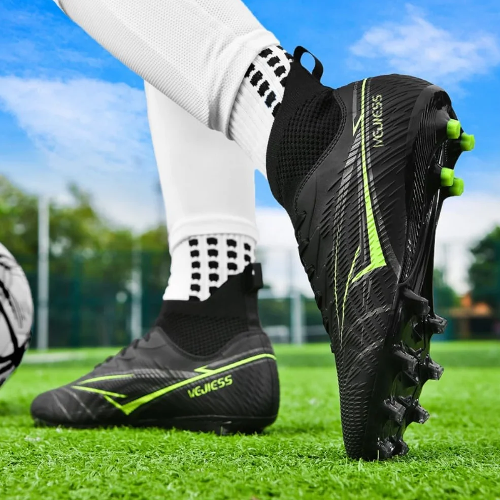 Chaussures de Football Hommes Crampons Enfant Spike Antidérapantes Montantes FG/AG Support Cheville