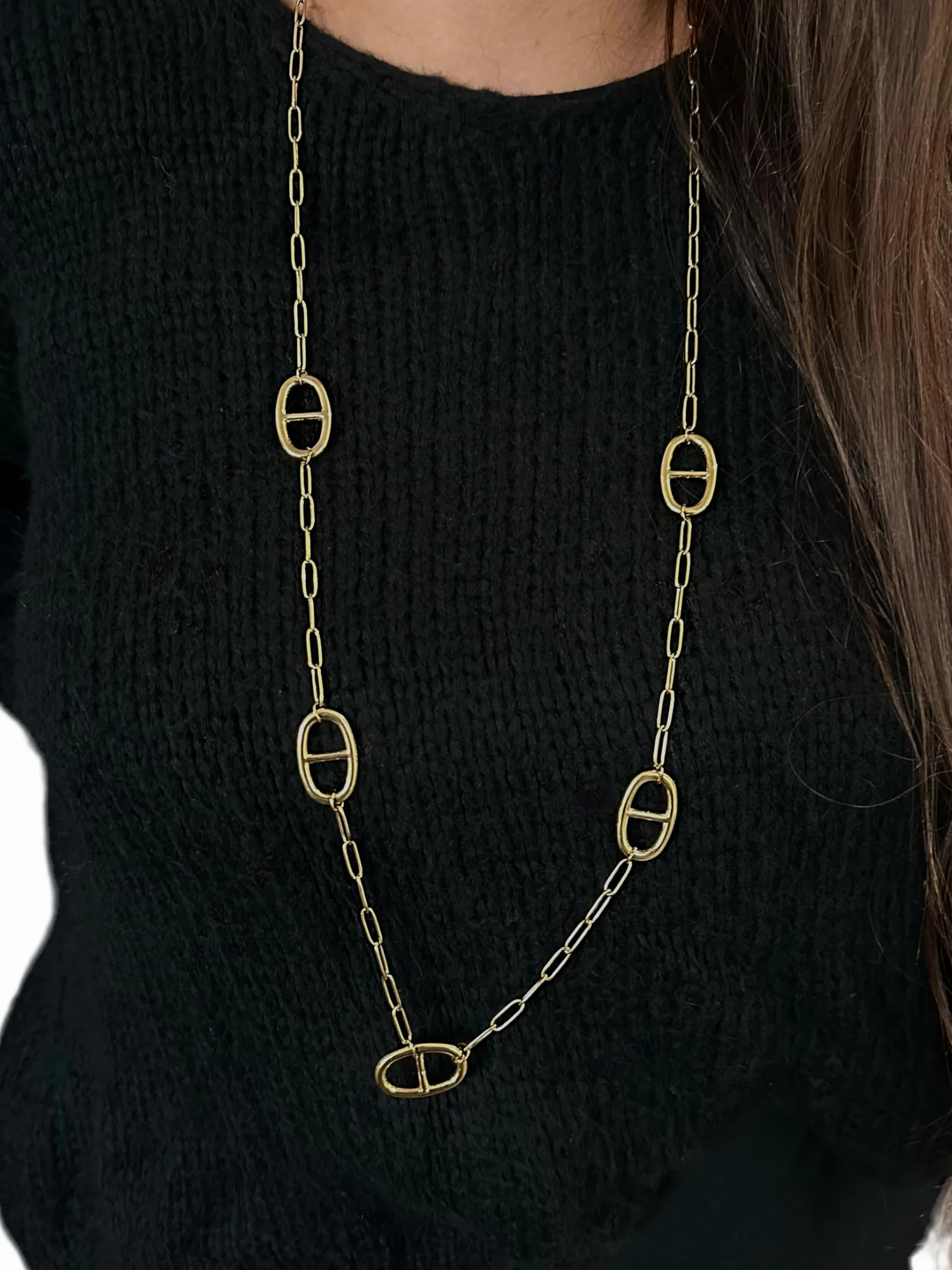 Collier sautoir maille marine personnalisé femme cadeau anniversaire noël chaîne maille trombone