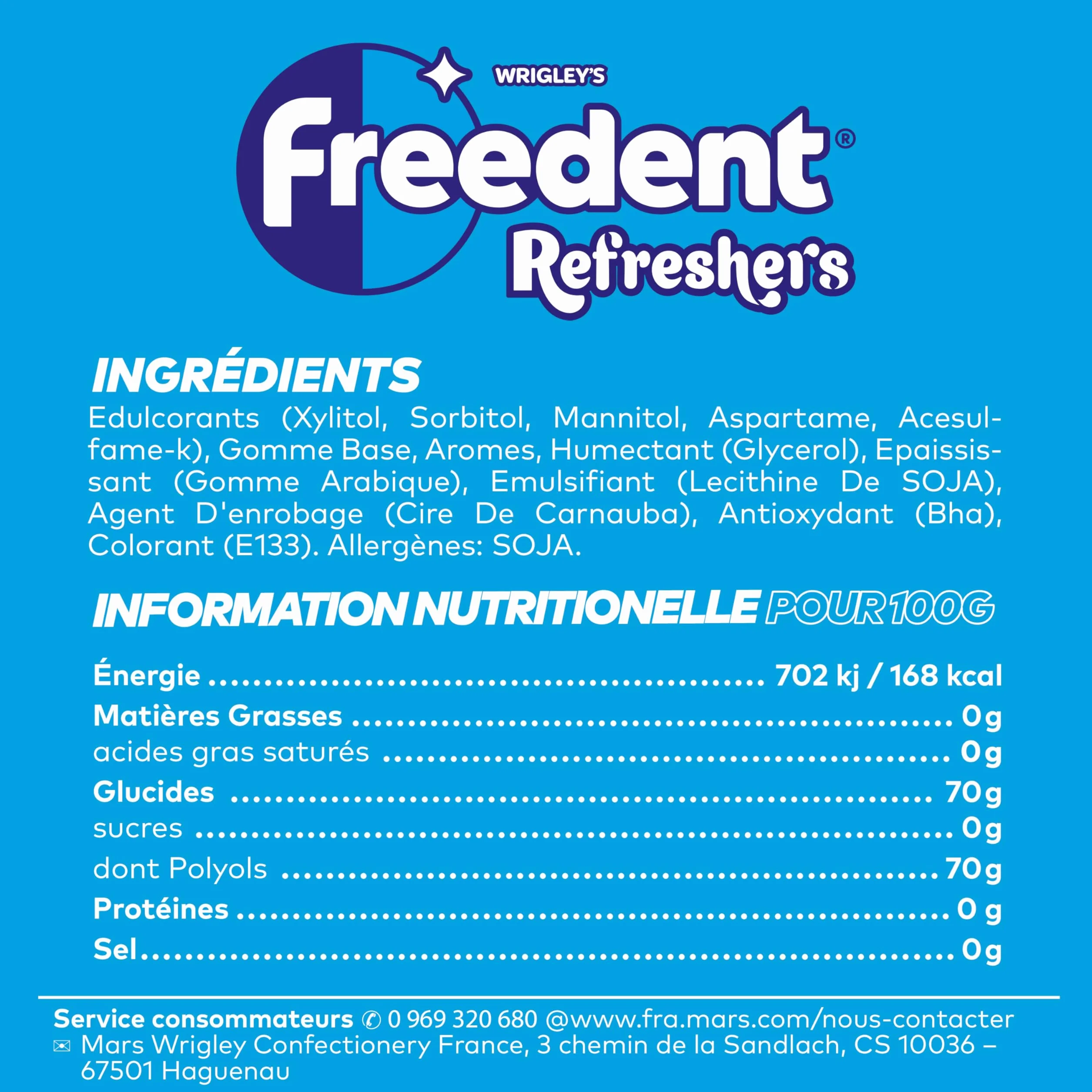 FREEDENT REFRESHERS - Chewing Gum Sans Sucre - Goût Bubble Menthe - 12 Paquet de 8 Dragées - Grand Format 96 Dragées