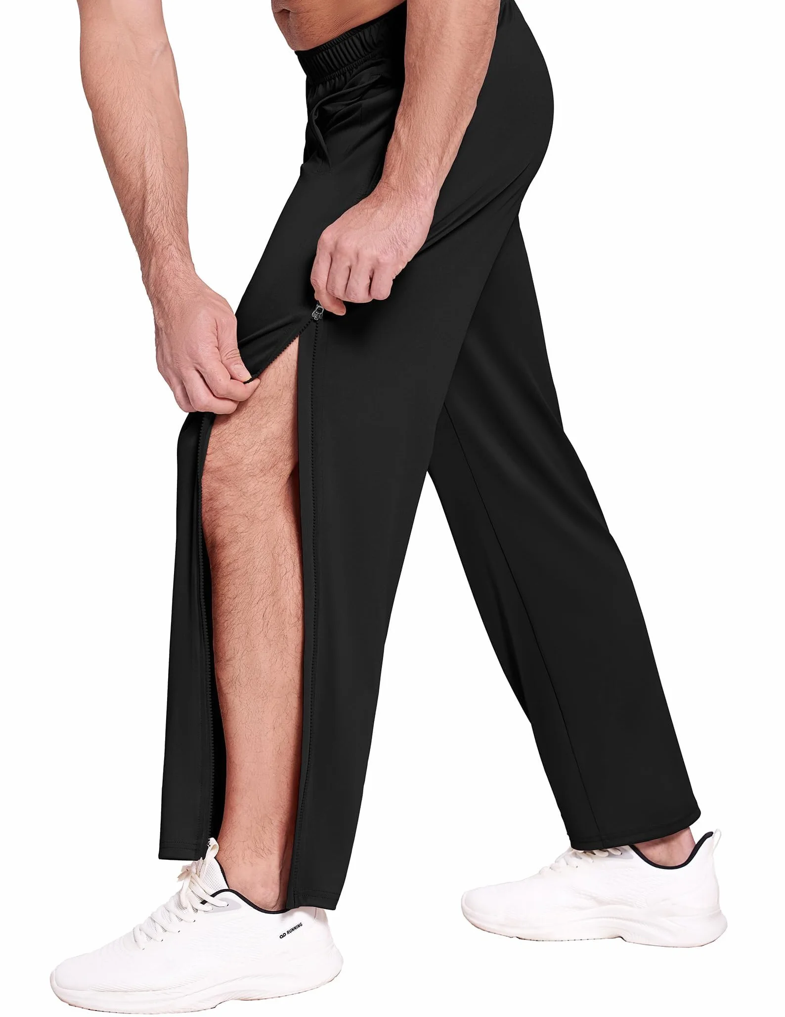 PINSPARK Pantalon de rééducation homme avec fermeture éclair longue - Pantalon de sport long ample