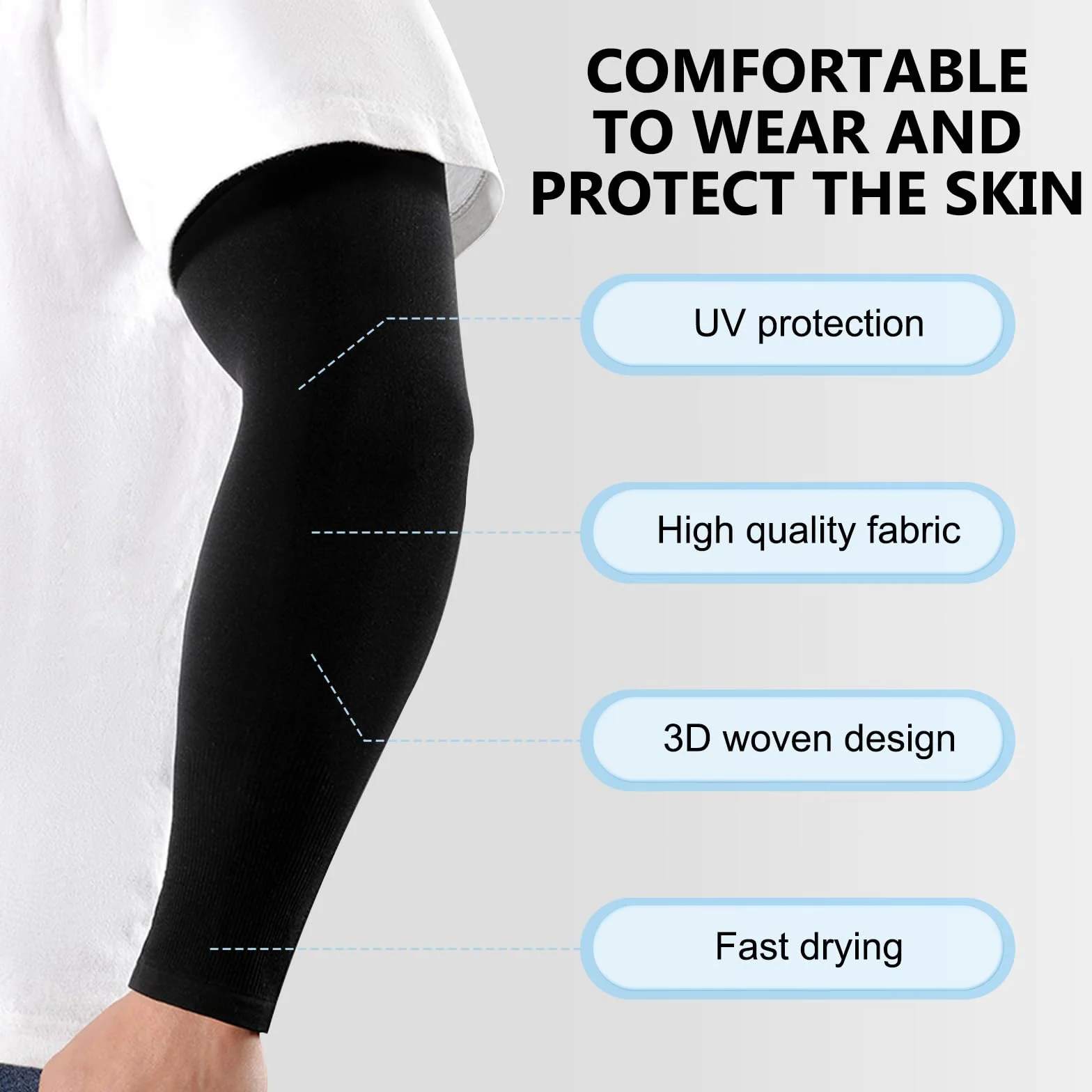 Leikedun Manchettes Bras Compression Anti-UV Homme Femme Sport Cyclisme Golf