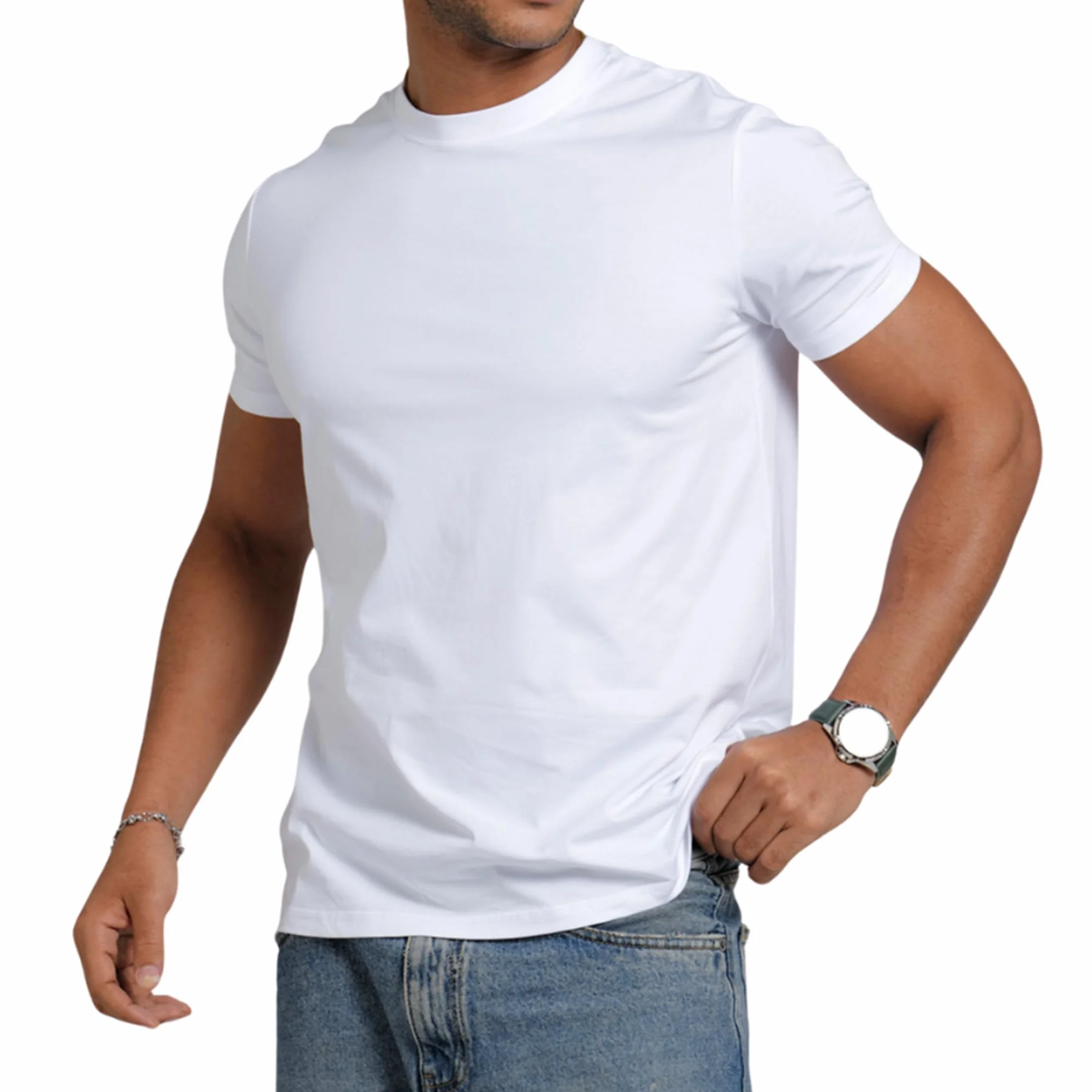 T-Shirt Homme Col Rond Coton Doux Respirant sans Étiquette S à 4XL