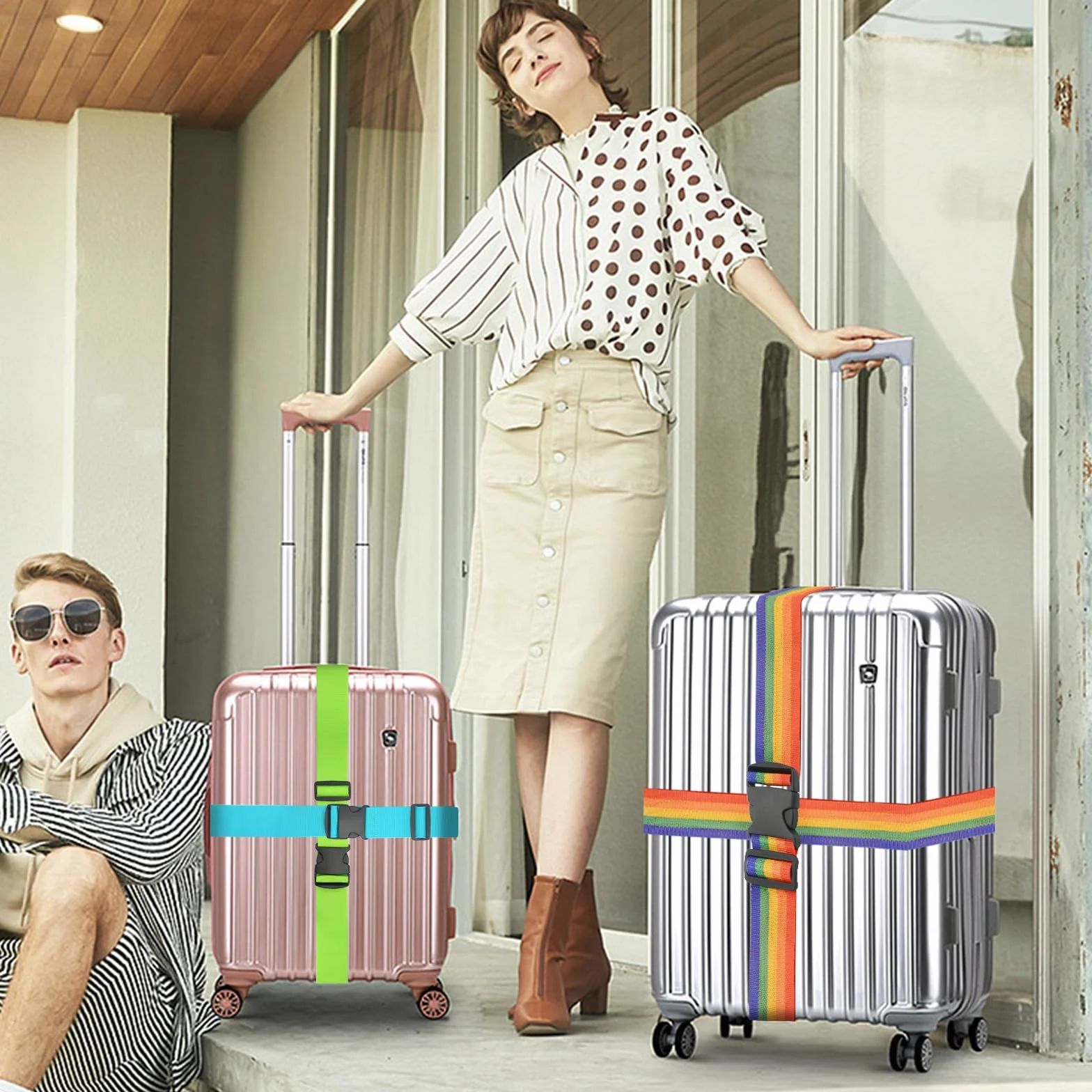 Sangles de Bagage Lot de 4 Robustes Réglables pour Valises - Accessoire de Voyage