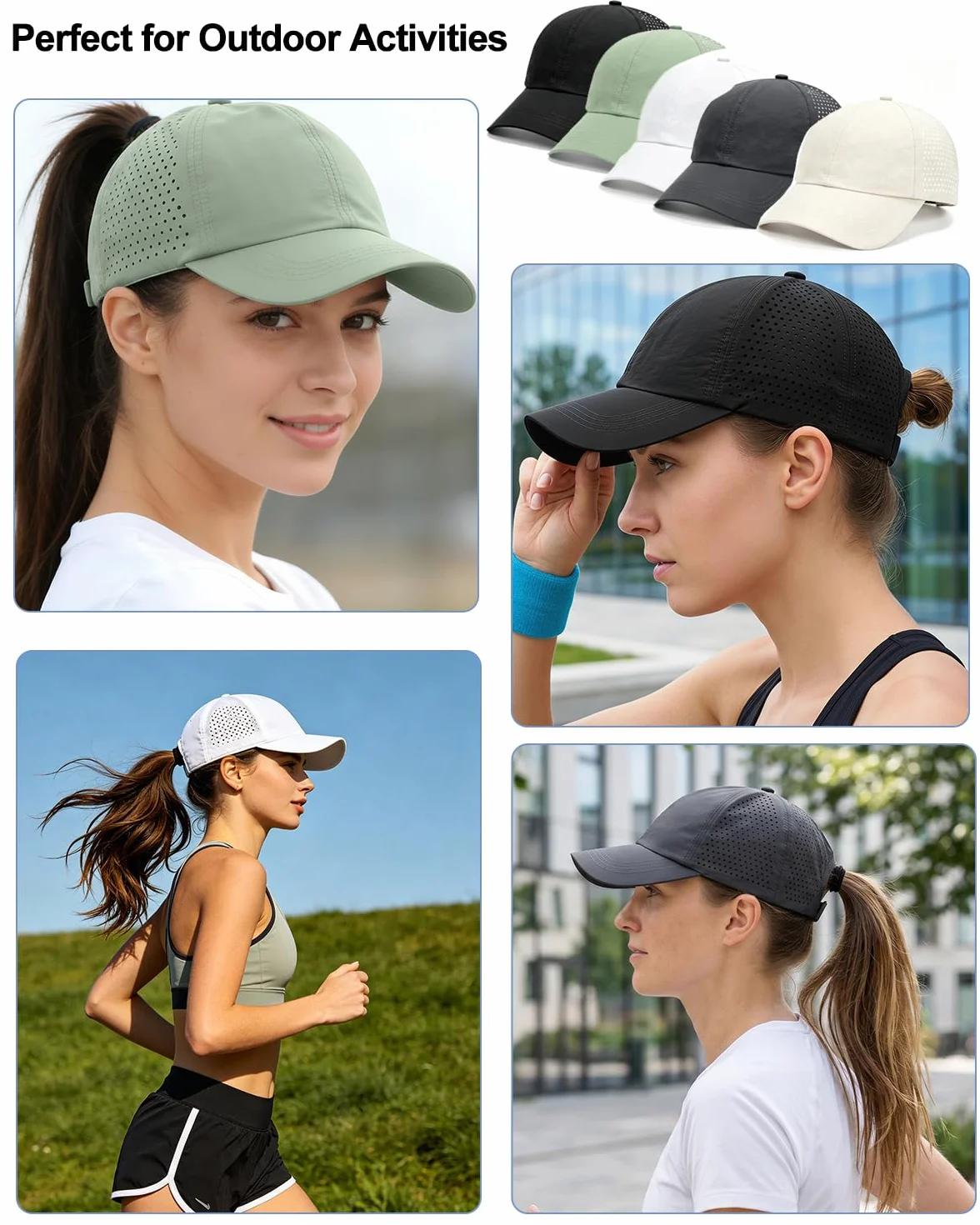 Casquette Queue de Cheval Haute Femme Été Running Sport Respirante Séchage Rapide Réglable