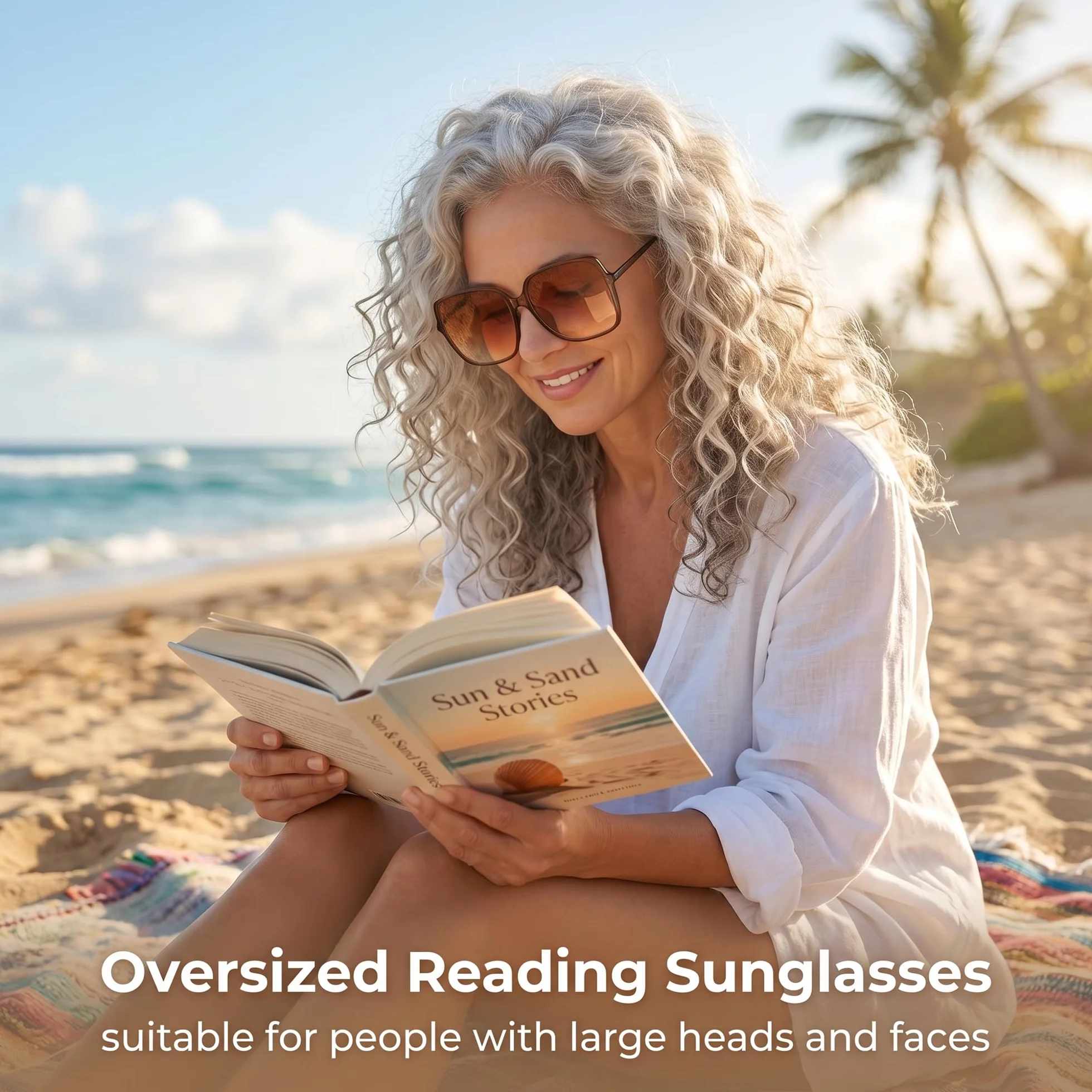 Lunettes de Lecture Soleil UV400 Grandes pour Femmes Visage Large