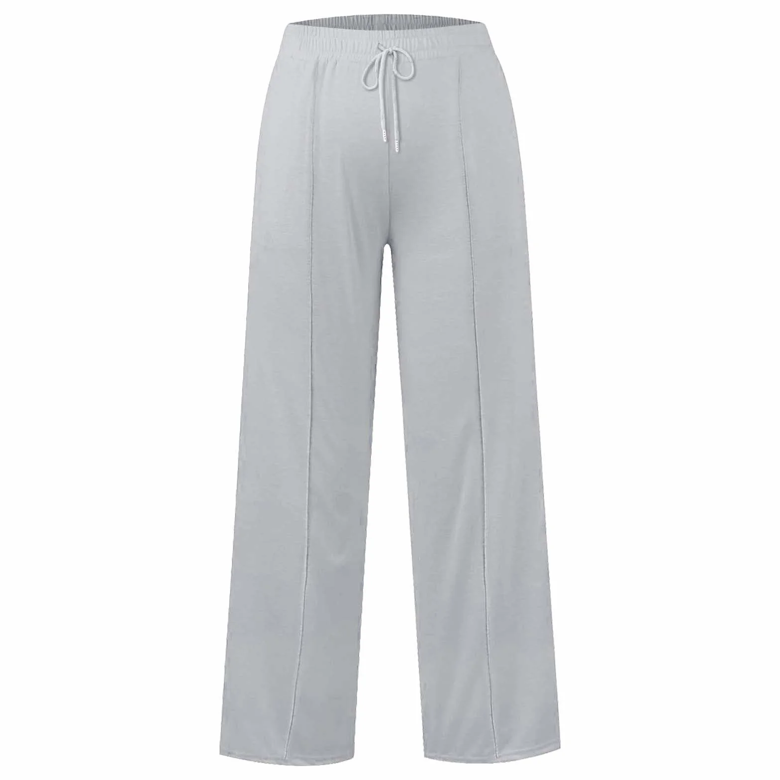 Pantalon de survêtement ample à jambe large taille haute pour adolescentes avec poches