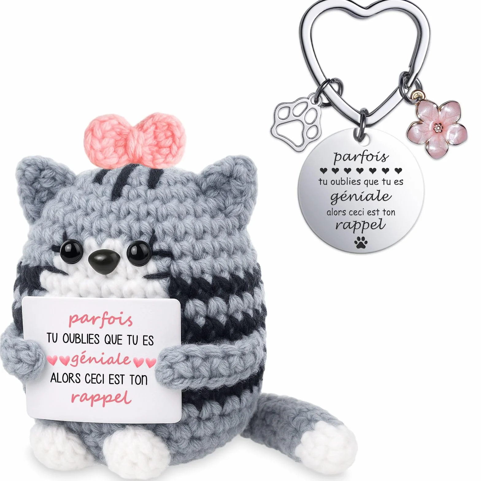 Porte-bonheur Porte-clés Figure Positive Cadeau Original pour Femme Homme Anniversaire