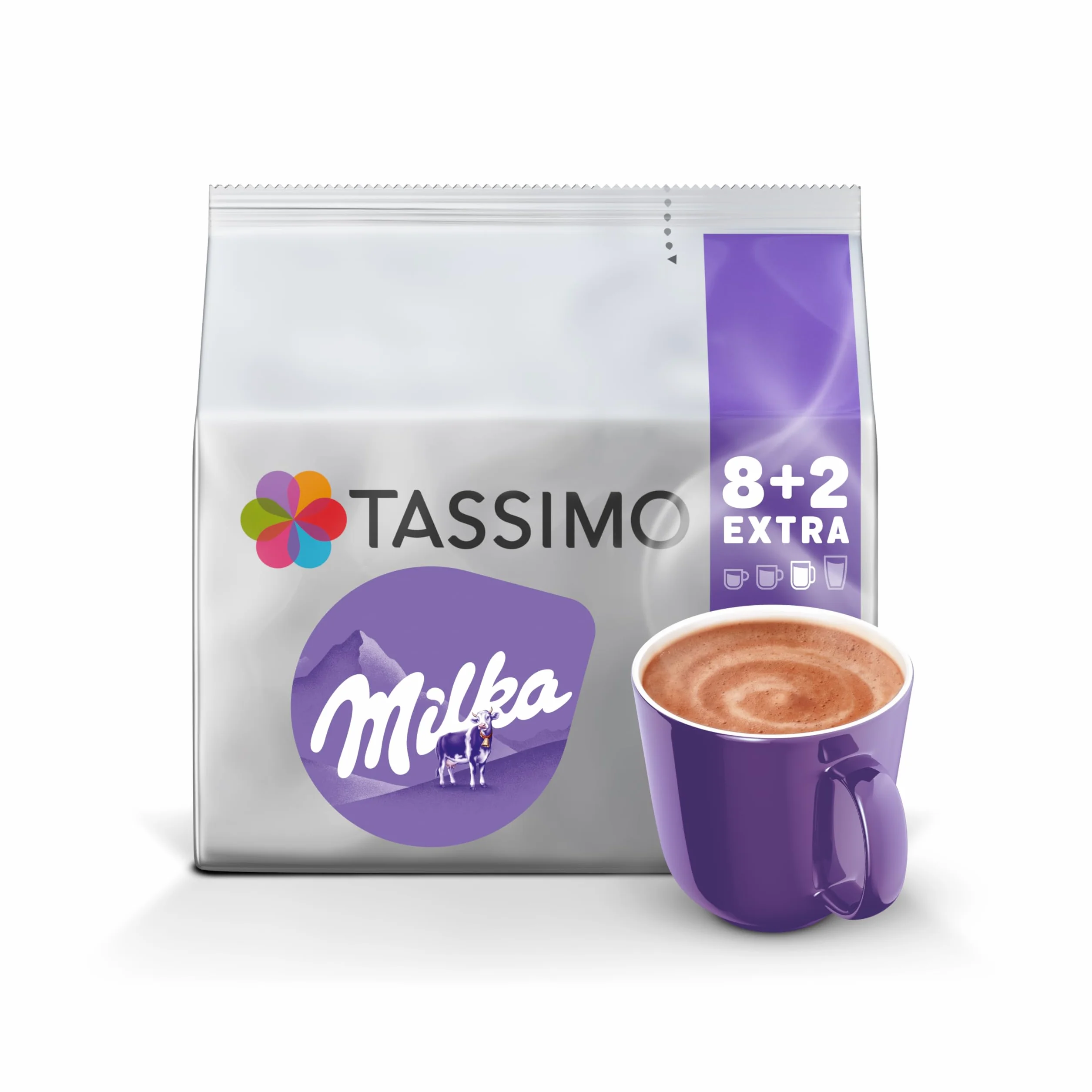 Tassimo MILKA Nouveau Format, 50 Dosettes, Chocolat au Lait Milka, Compatibles avec les machines TASSIMO, 5 packs de 10 dosettes