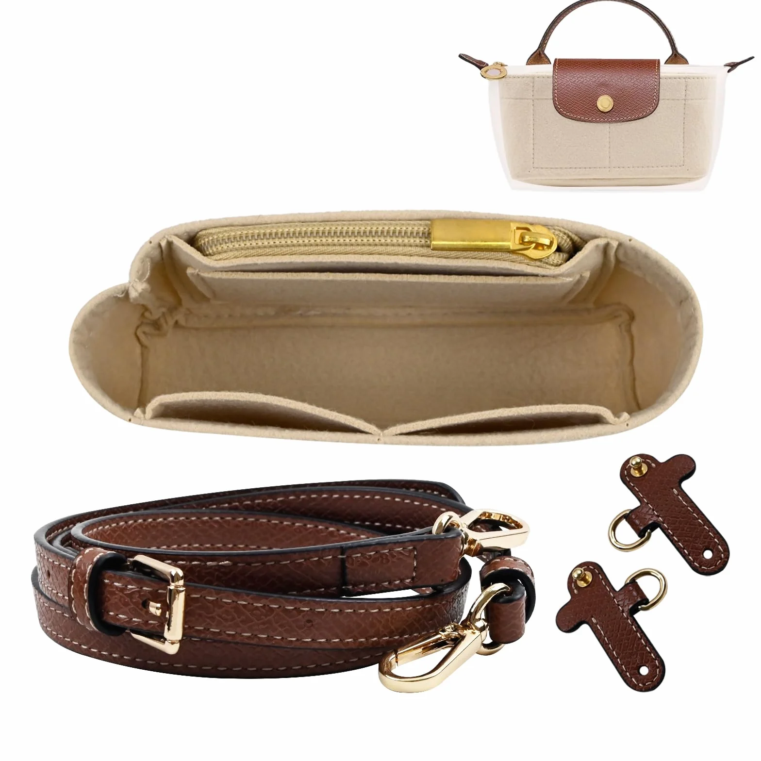 Bandoulière et Organisateur pour Sac Longchamp, Mini Organiseur de Sac à Main