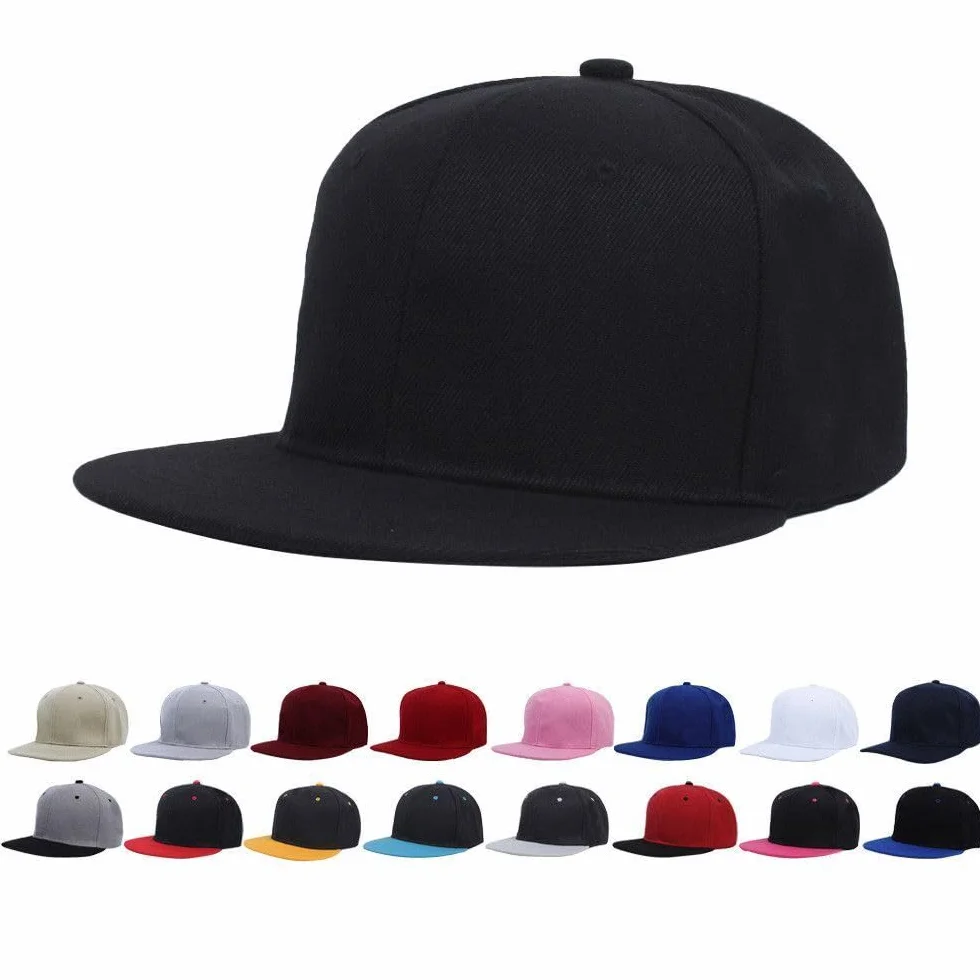 Boolavard Chapeau Snapback Blanc Réglable Bord Haut Casquette de Baseball