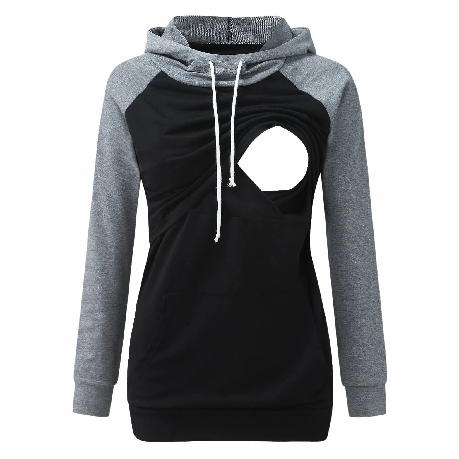 Sweat à capuche d'allaitement pour femme manches longues col en V pull d'hiver