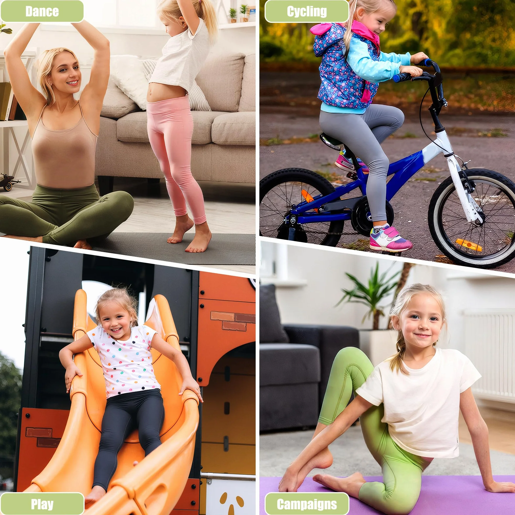 Legging de Sport pour Enfant Fille Pantalon de Gymnastique Respirant 5-11 Ans