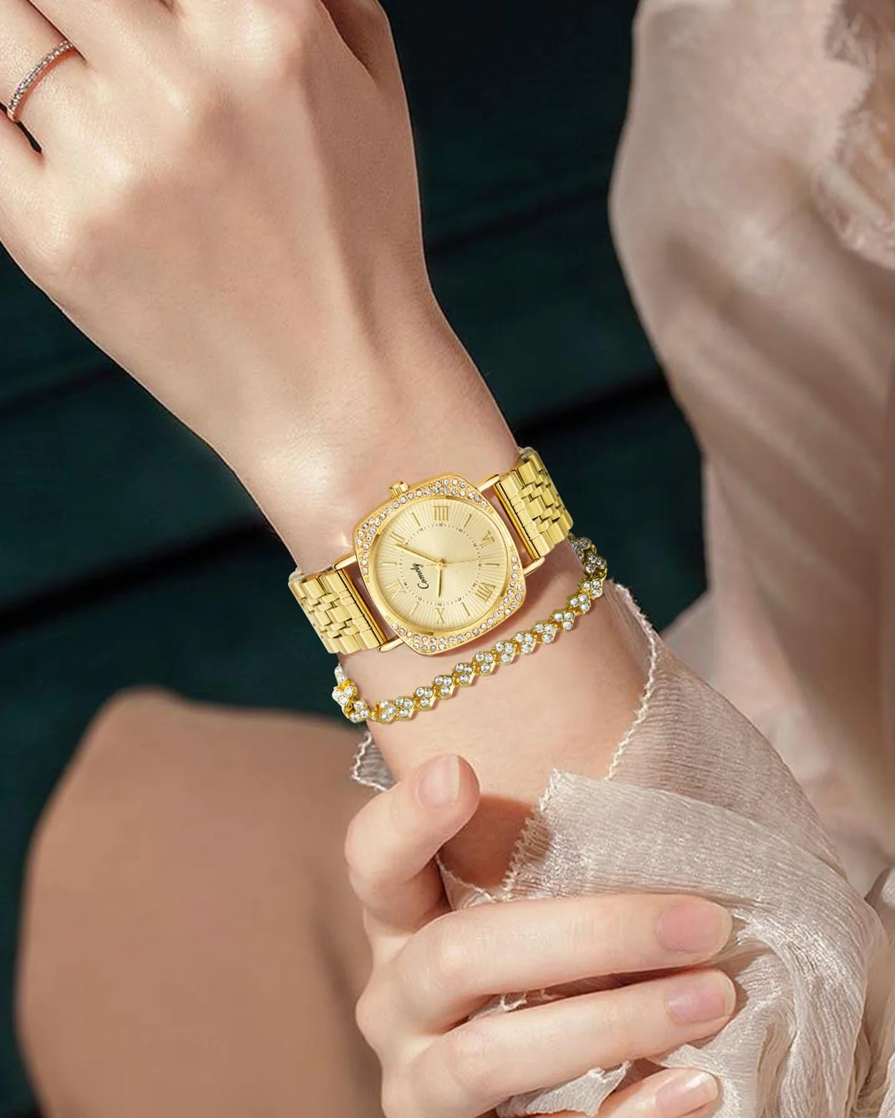 CIVO Montre Femme Doré Argent Étanche Bracelet Acier Inoxydable Analogique Lumineux Calendrier Cadeau Dames