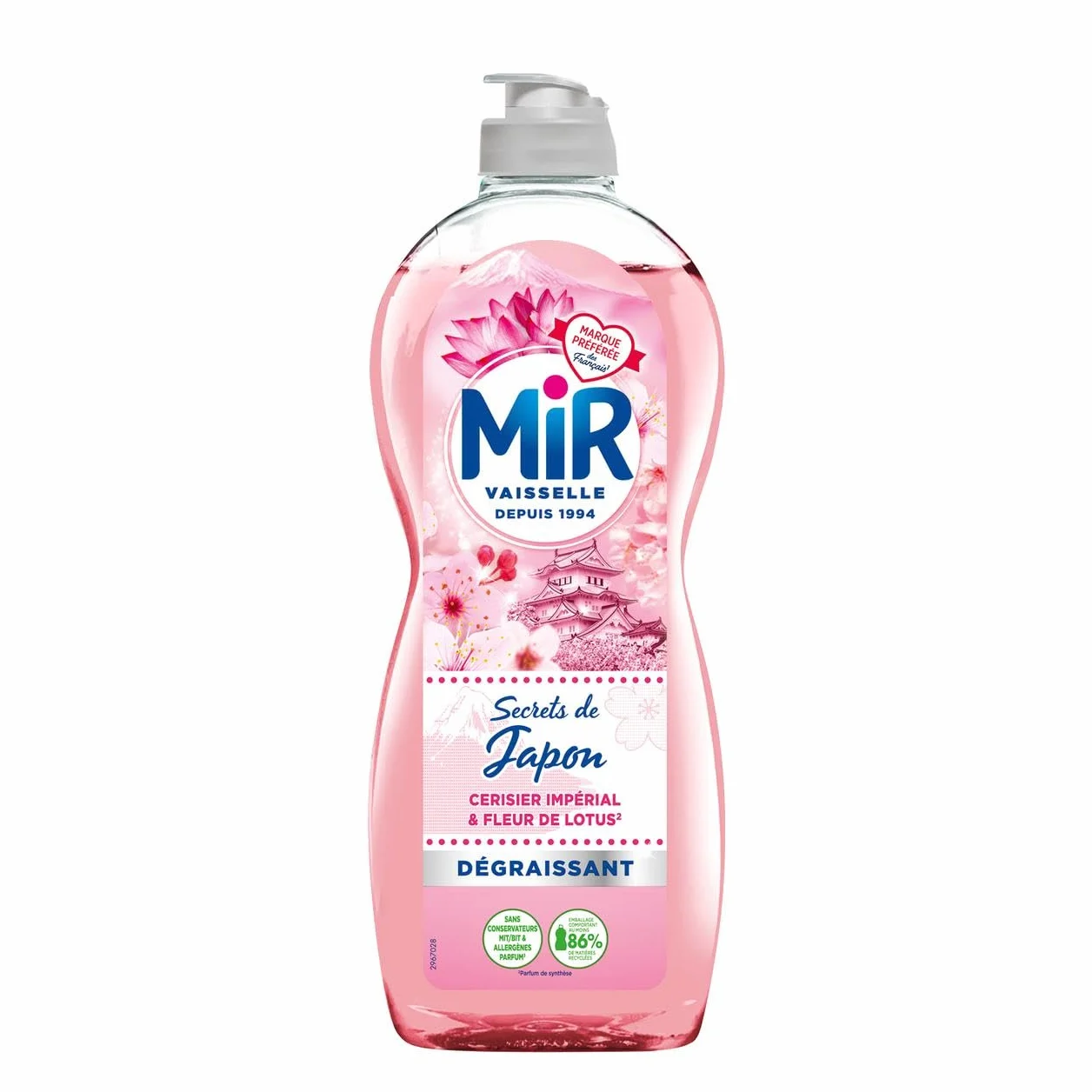 MIR Liquide vaisselle Secrets de Japon Fleur de Lotus & Cerisier Impérial - Lot de 6 x 675ml