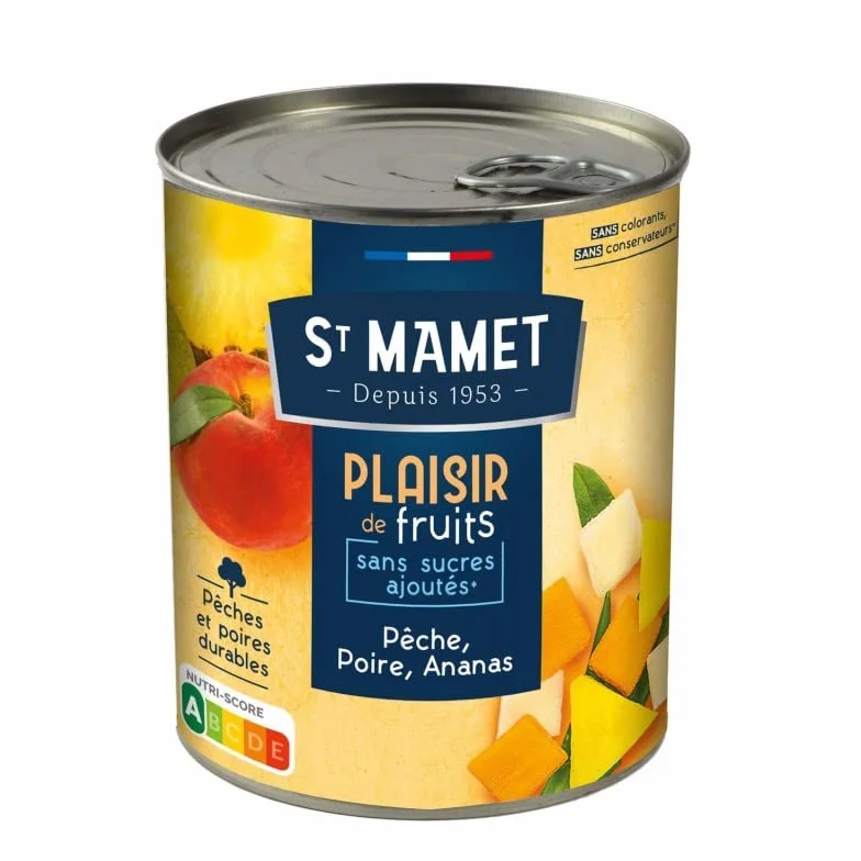 PLAISIR DE FRUITS SSA PECHE POIRE ANANAS 4/4 825G, ST MAMET, LOT DE 3