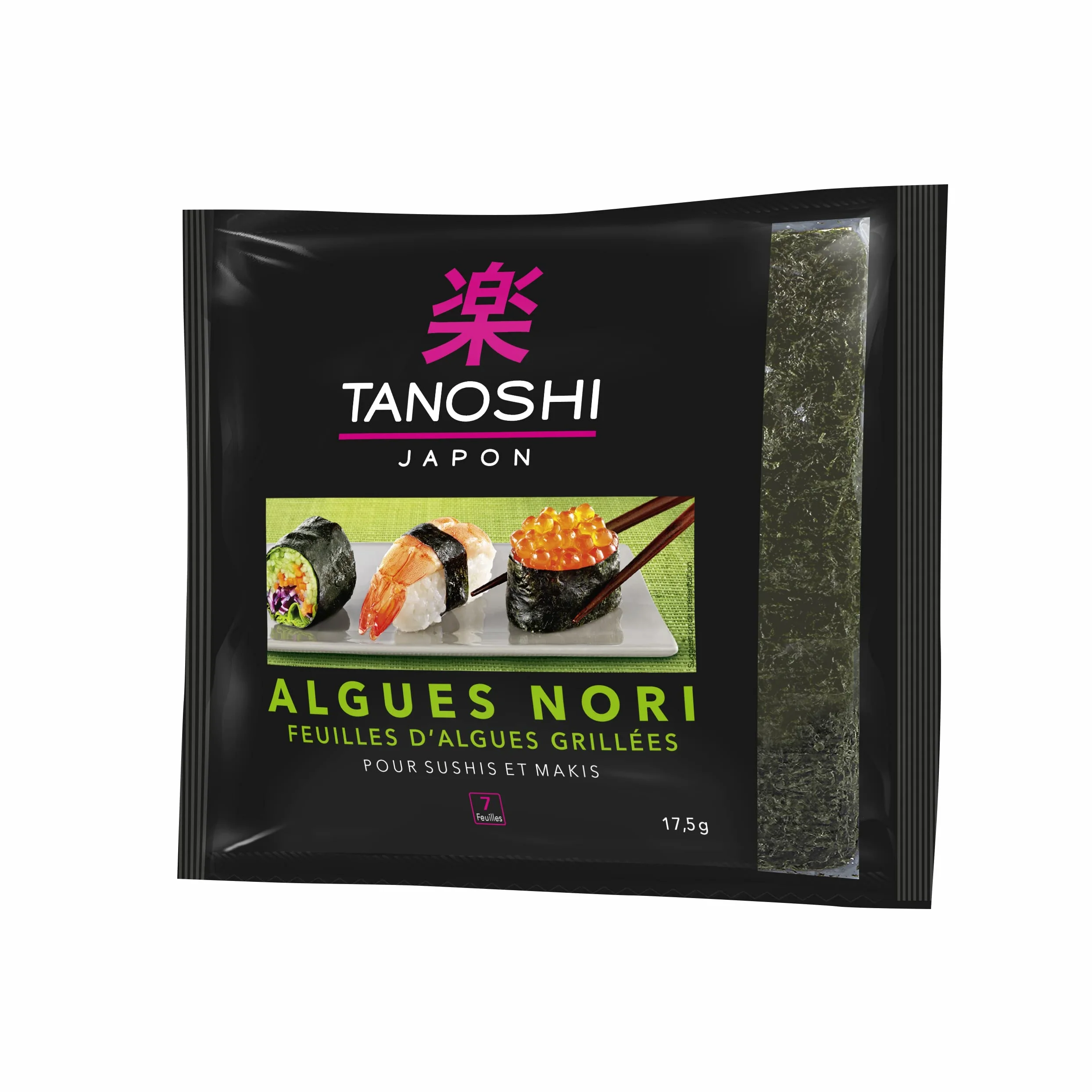 Tanoshi Feuilles d' Algues Grillées Noir 17,5 g - Lot de 5