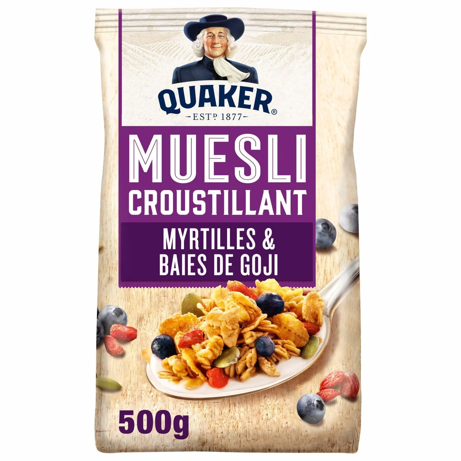 QUAKER Muesli Céréales Myrtilles et Baies de Goji 500 g