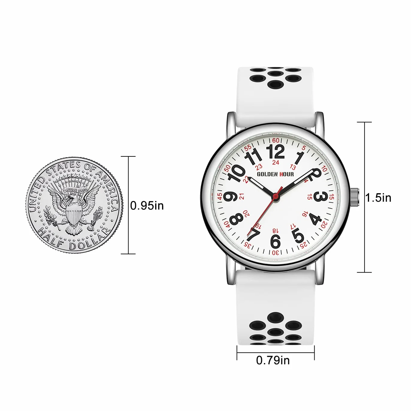 GOLDEN HOUR Montre Infirmière Étanche 24 Heures Cadran Lumineux