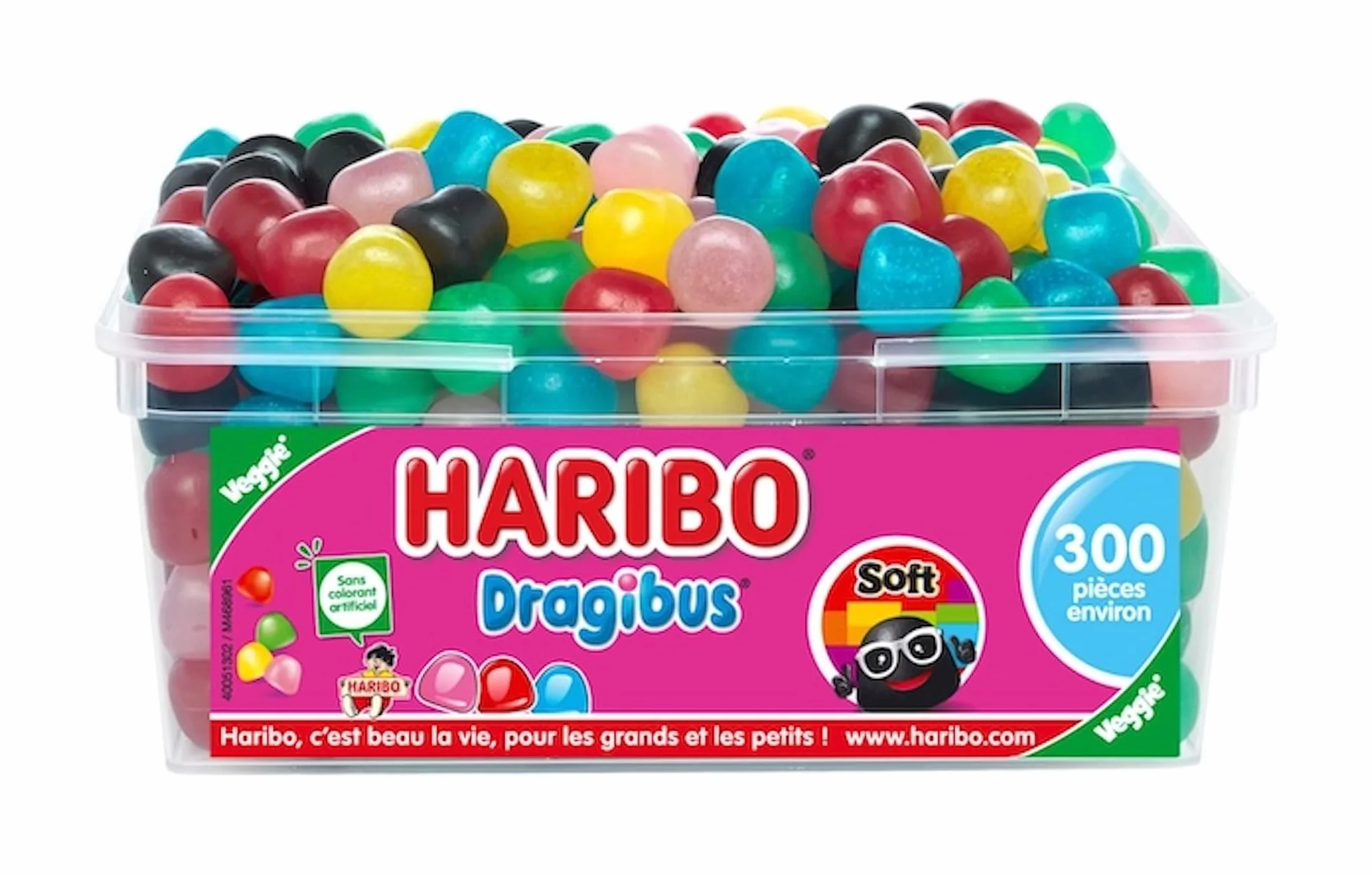 HARIBO - Dragibus Soft - Bonbons Sans Colorants Artificiels & Sans Gélatine - Boîte De 300 Bonbons