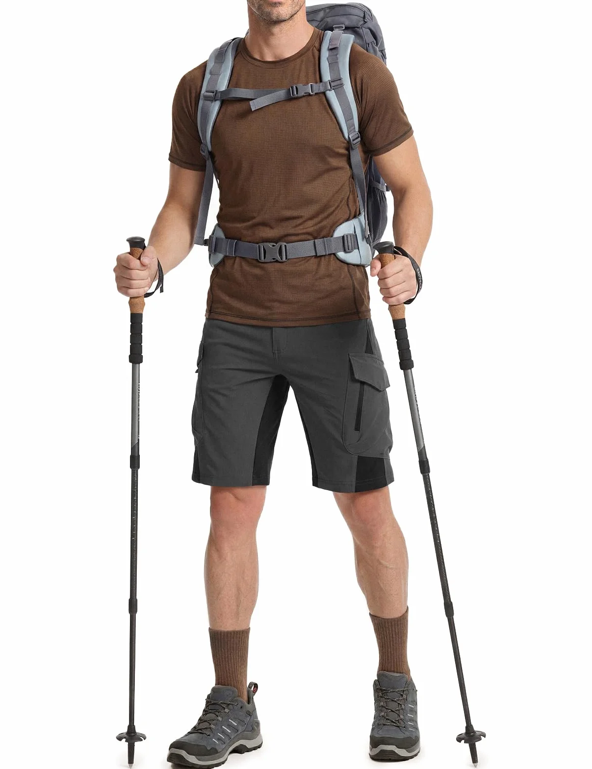 Wespornow Shorts Cargo Hommes 6 Poches Pantalons Travail VTT Stretch Randonnée Estivale