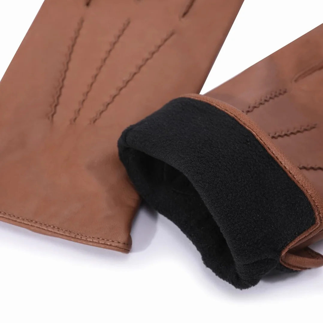 Gants en cuir pour hommes Harssidanzar en cuir de chèvre, hiver écran tactile GM040EU