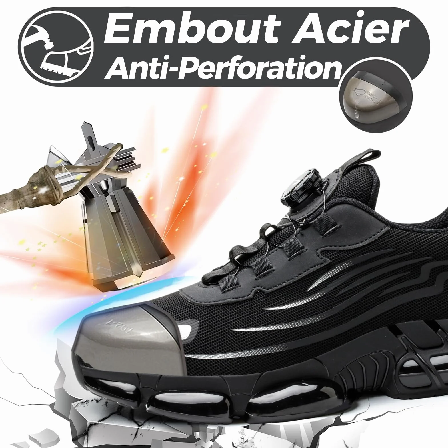 Chaussures de Sécurité Hommes Femmes Basket Légère Respirante Antidérapante Embout Acier 36-46 EU