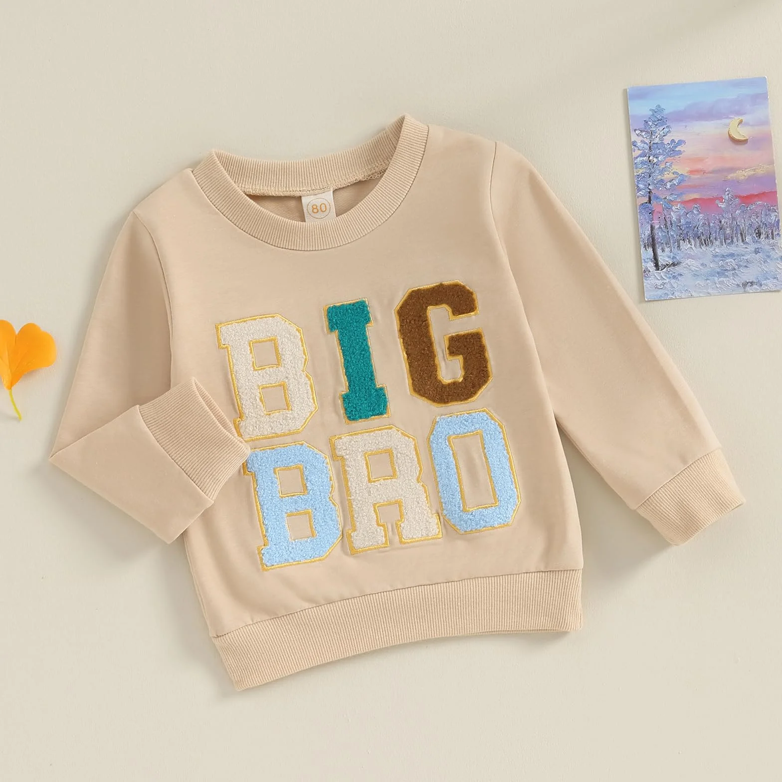 Carolilly Big Brother Little Brother Sweat-shirt col rond imprimé lettre assortie