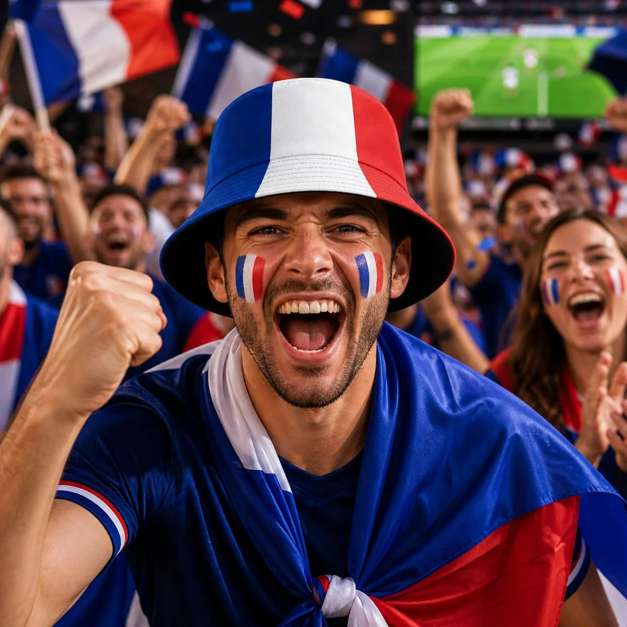 YESAH Chapeau de pêcheur avec drapeau national pour fans de football