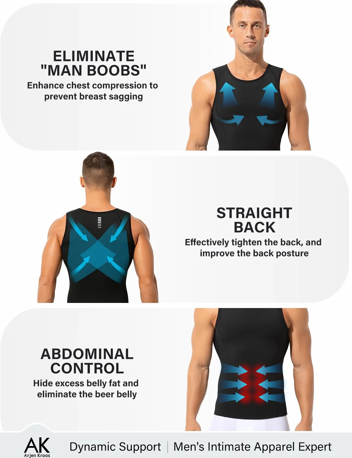 Arjen Kroos Débardeur de Compression Homme Gaine Ventre Plat Body Shaper sans Manche