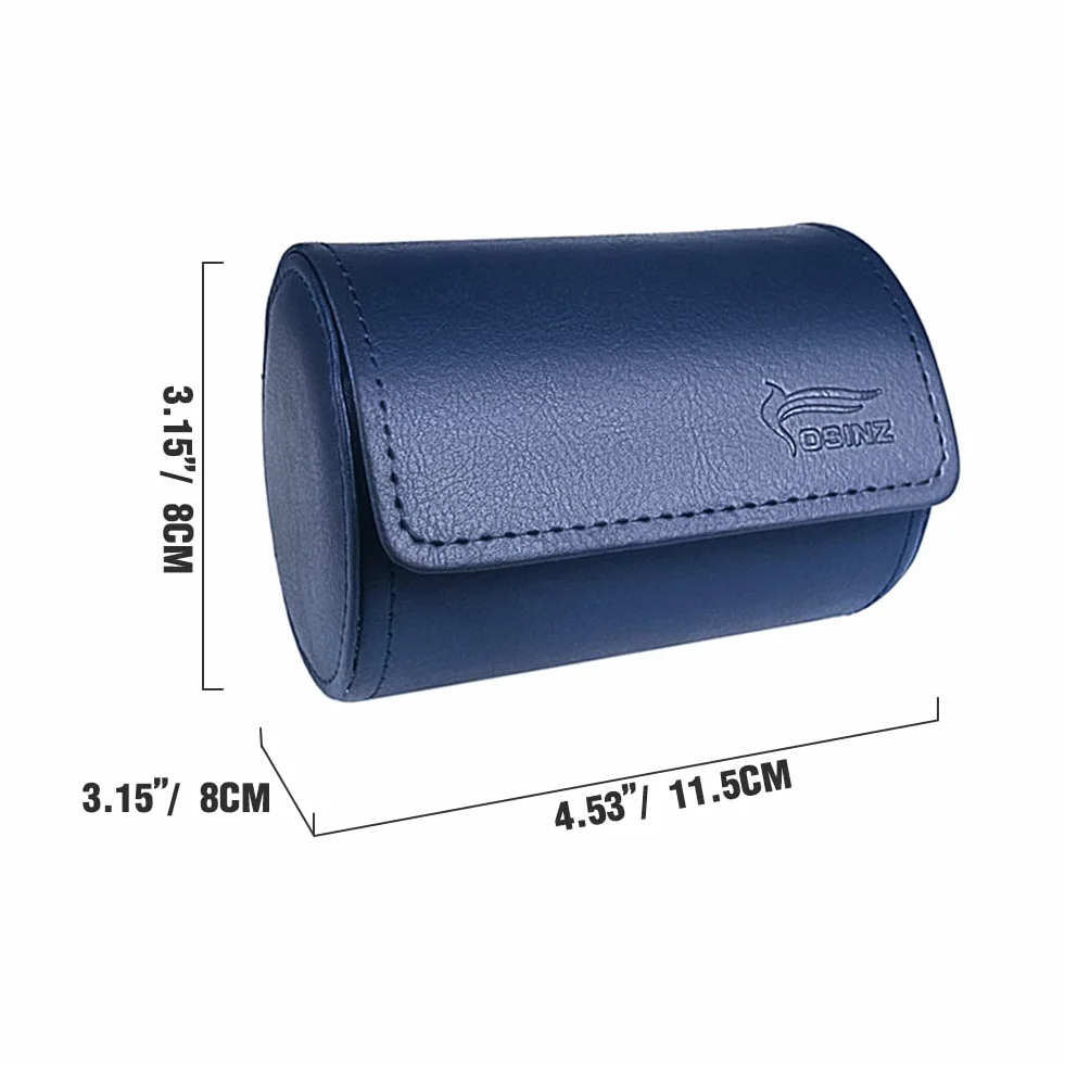 Pochette de Rangement en Cuir PU Cylindre Rouleau Bleu 3.1"x4.3"
